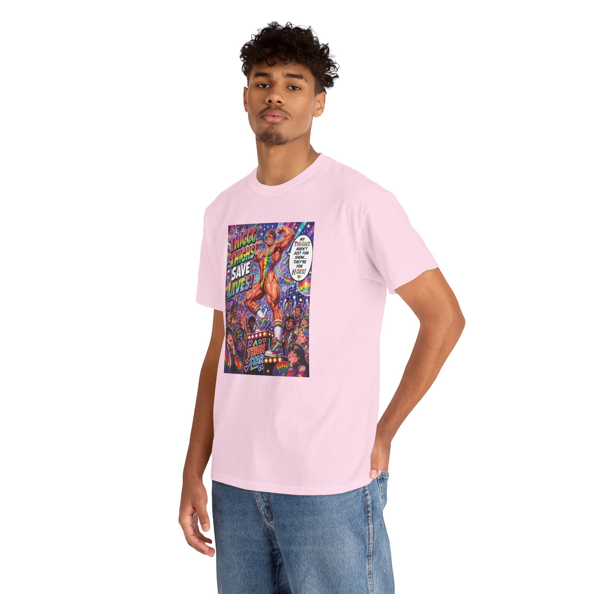 Gay Gogo Dancer Tee — "Thick Thighs Save Lives" Pride Shirt