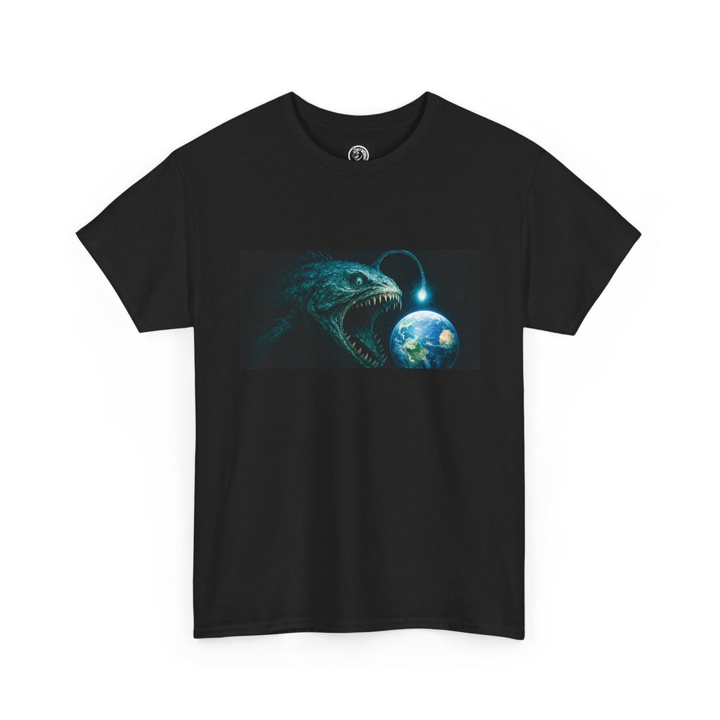 World Eater Anglerfish Tee — Dark Political Metaphor Graphic Shirt