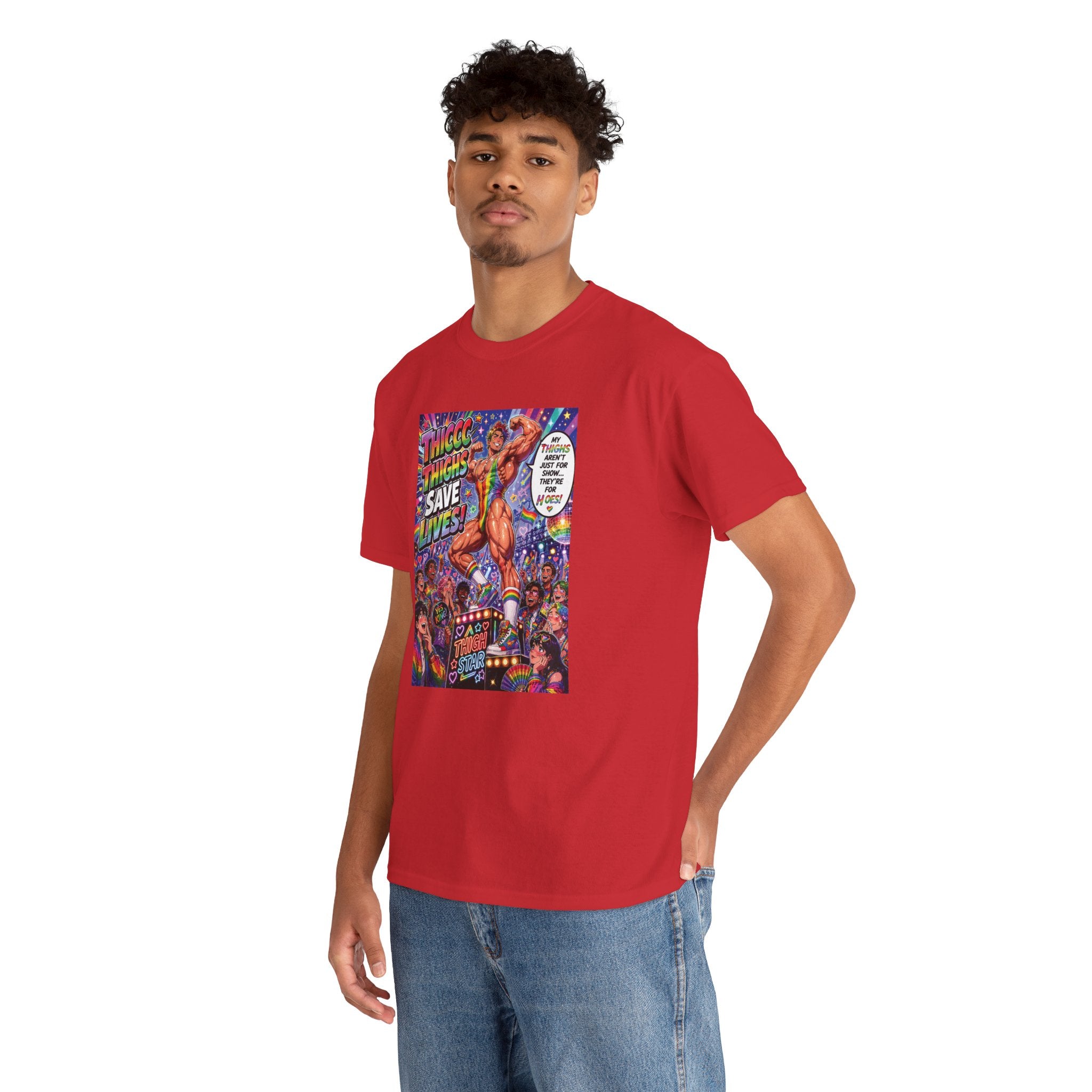 Gay Gogo Dancer Tee — "Thick Thighs Save Lives" Pride Shirt