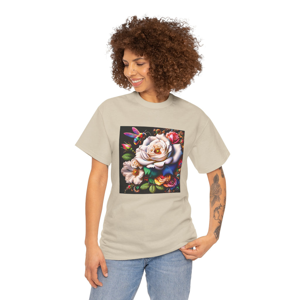Rainbow Bee Floral T-Shirt — Colorful Flowers Tee
