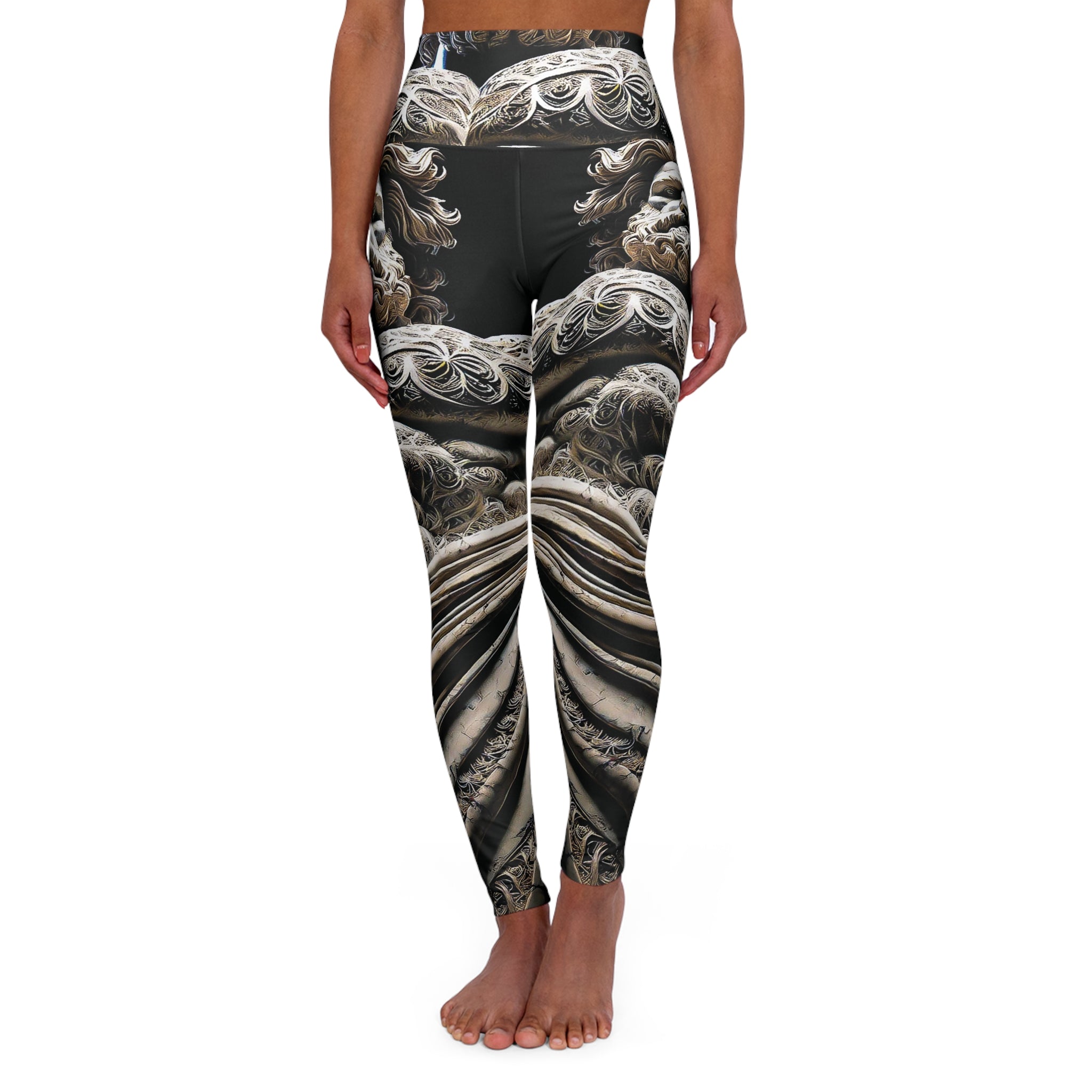 Sex God Statue Fractal Art High Waisted Yoga Leggings