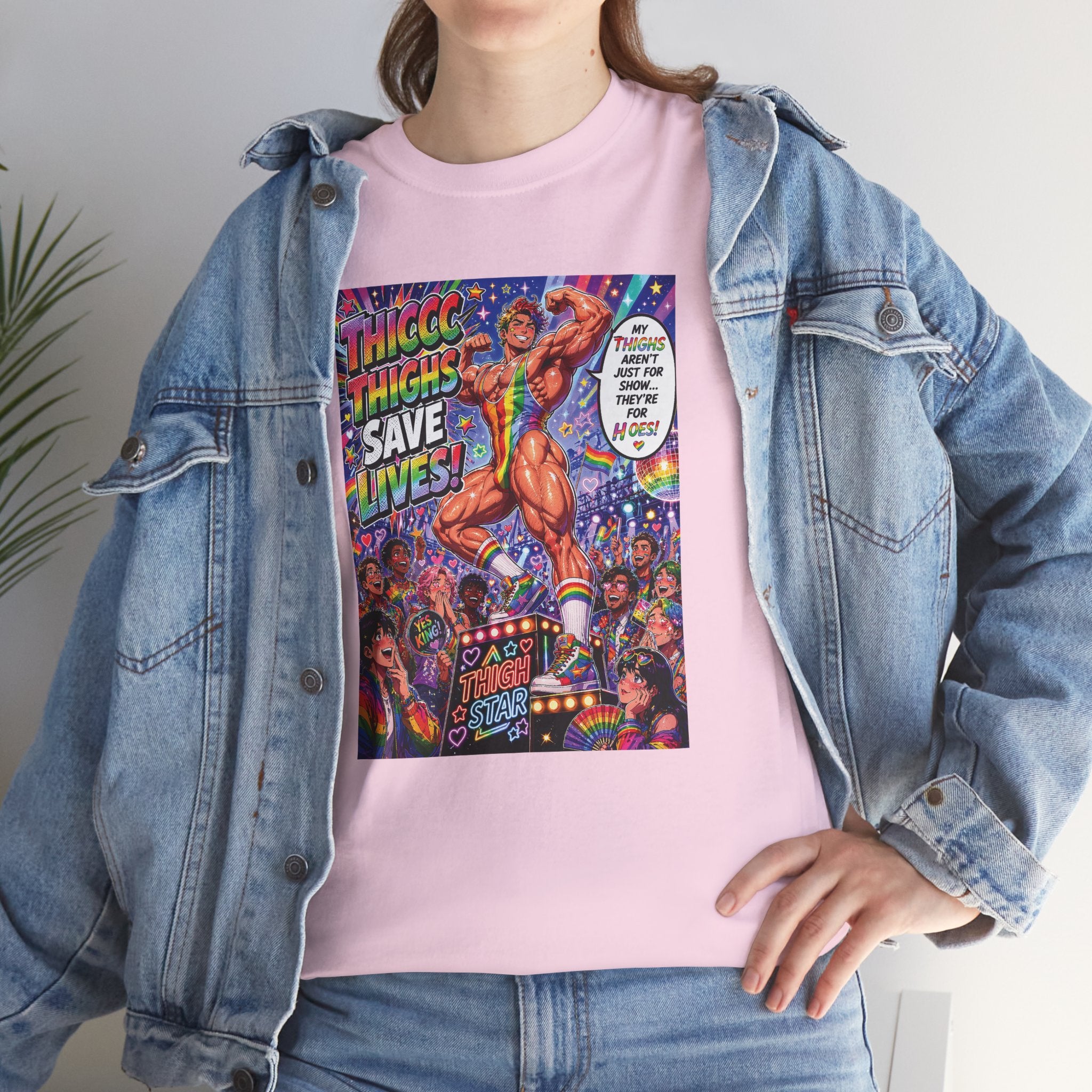 Gay Gogo Dancer Tee — "Thick Thighs Save Lives" Pride Shirt