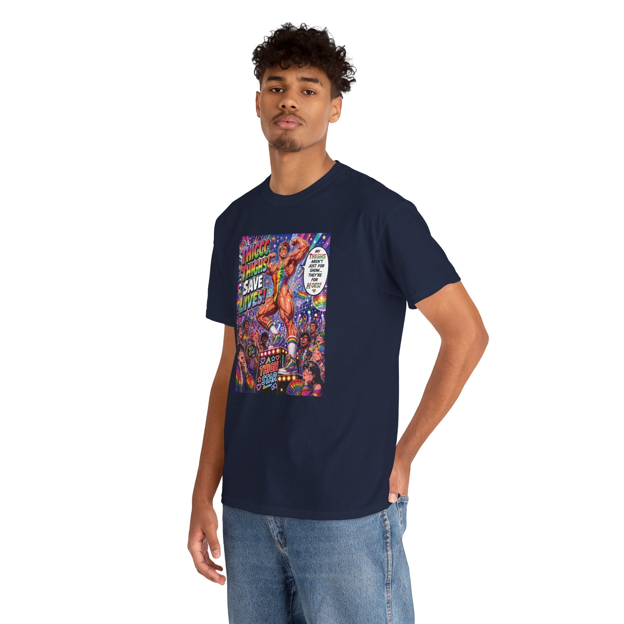 Gay Gogo Dancer Tee — "Thick Thighs Save Lives" Pride Shirt