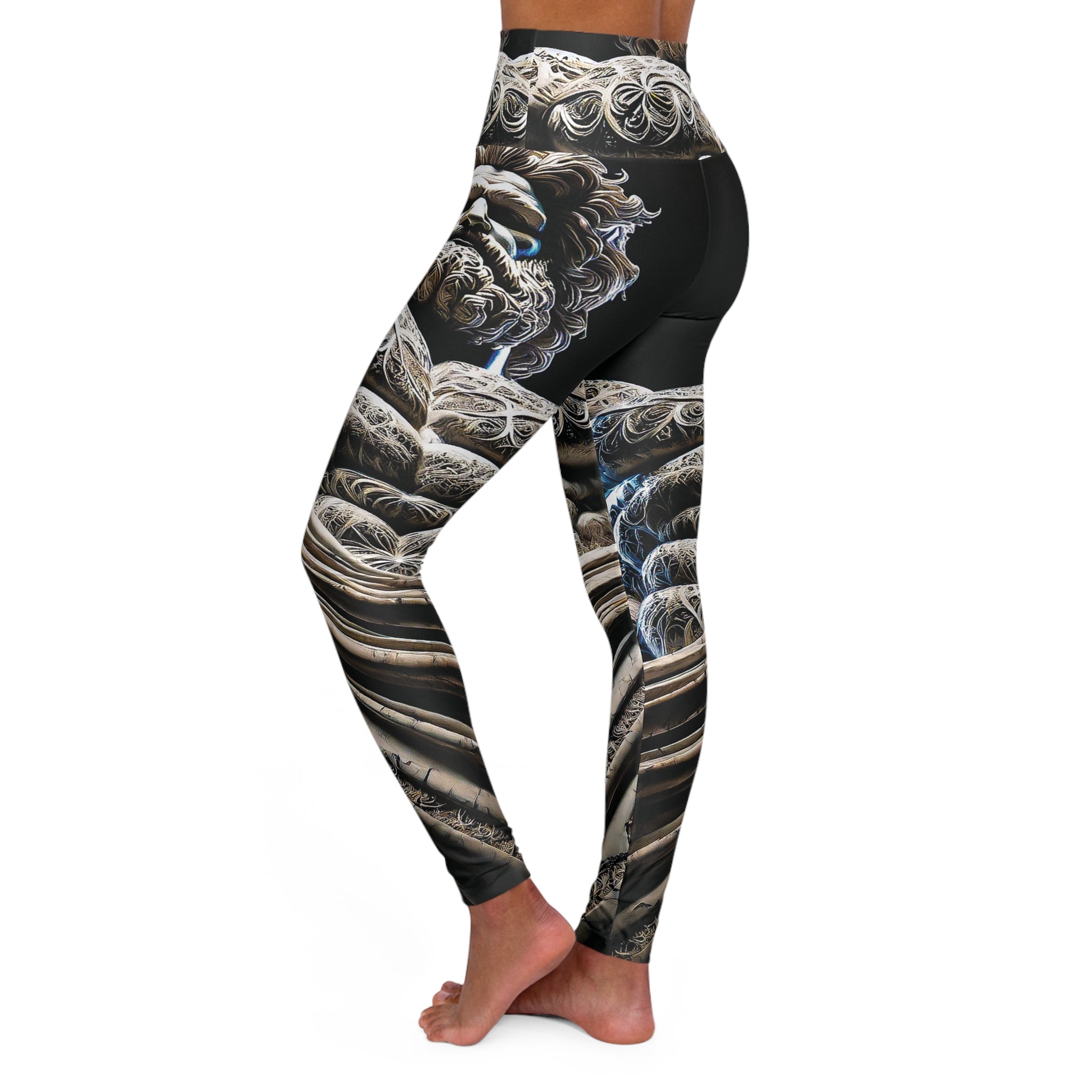 Sex God Statue Fractal Art High Waisted Yoga Leggings