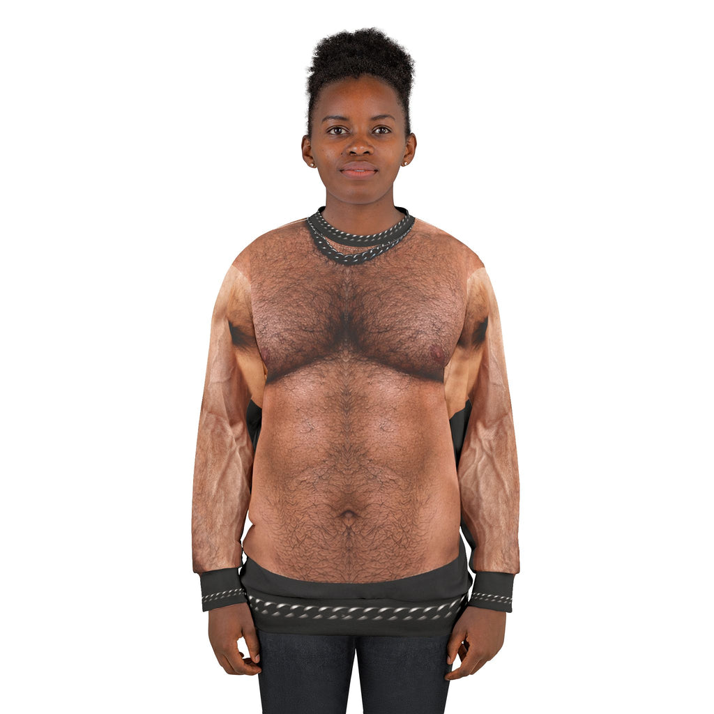 Hairy Muscles, Muscle Torso Sweatshirt – Funny, All-Over Print