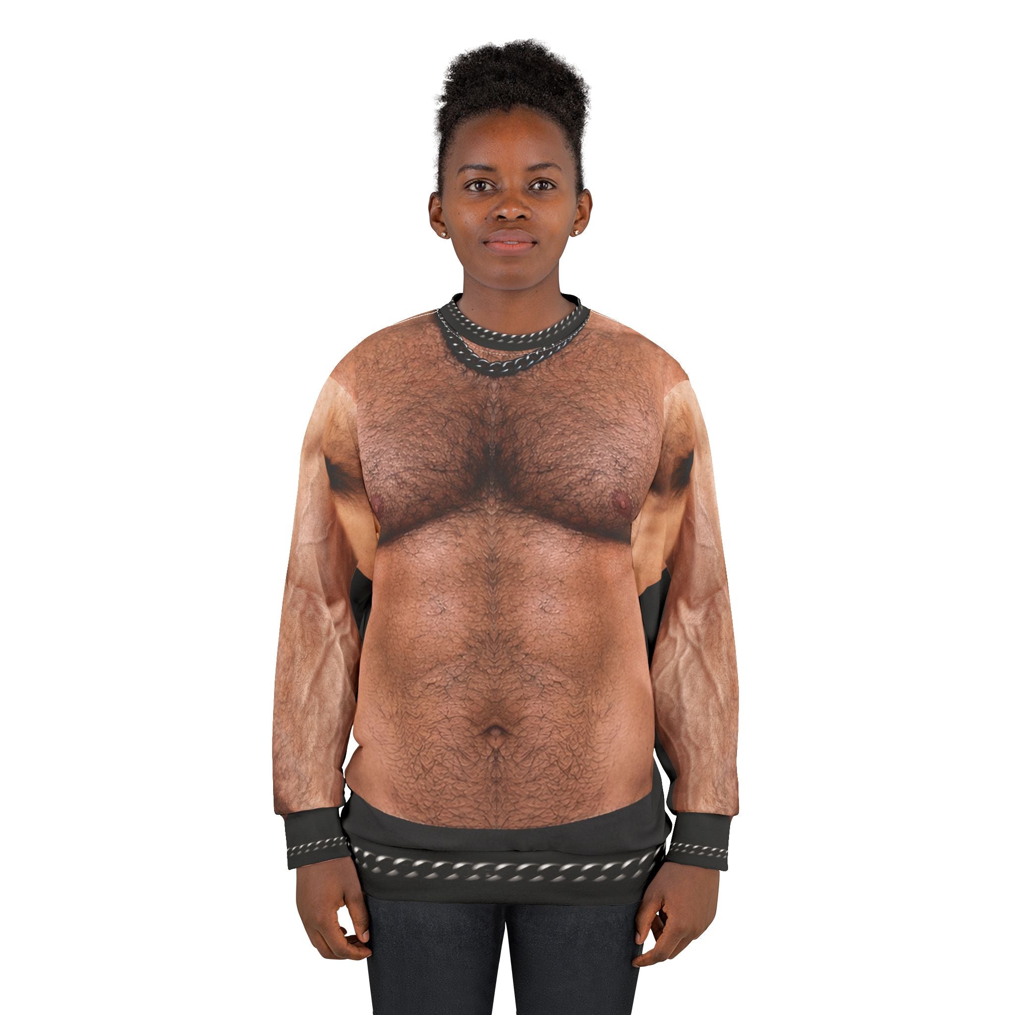 Hairy Muscles, Muscle Torso Sweatshirt – Funny, All-Over Print
