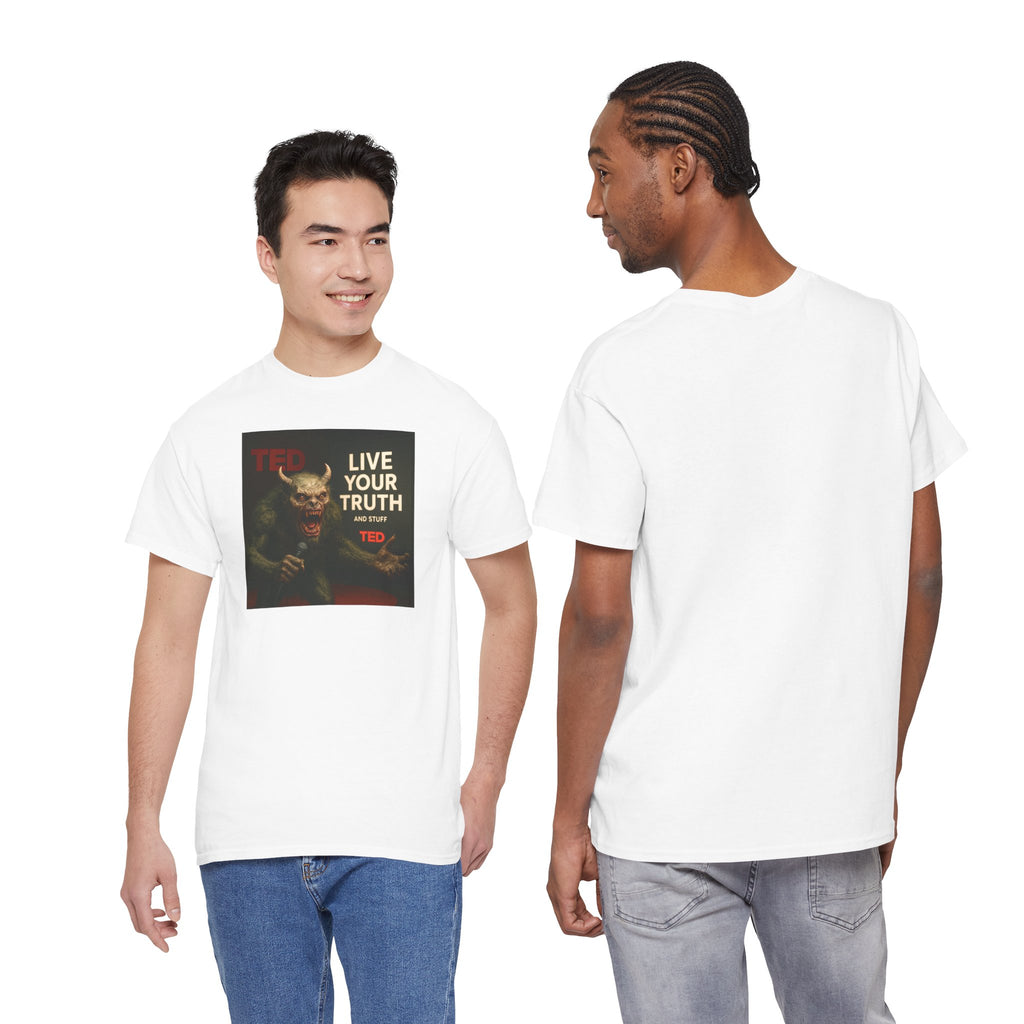 Live Your Truth Tee — 'Monster Giving a Self-Acceptance TED Talk' Graphic T-Shirt
