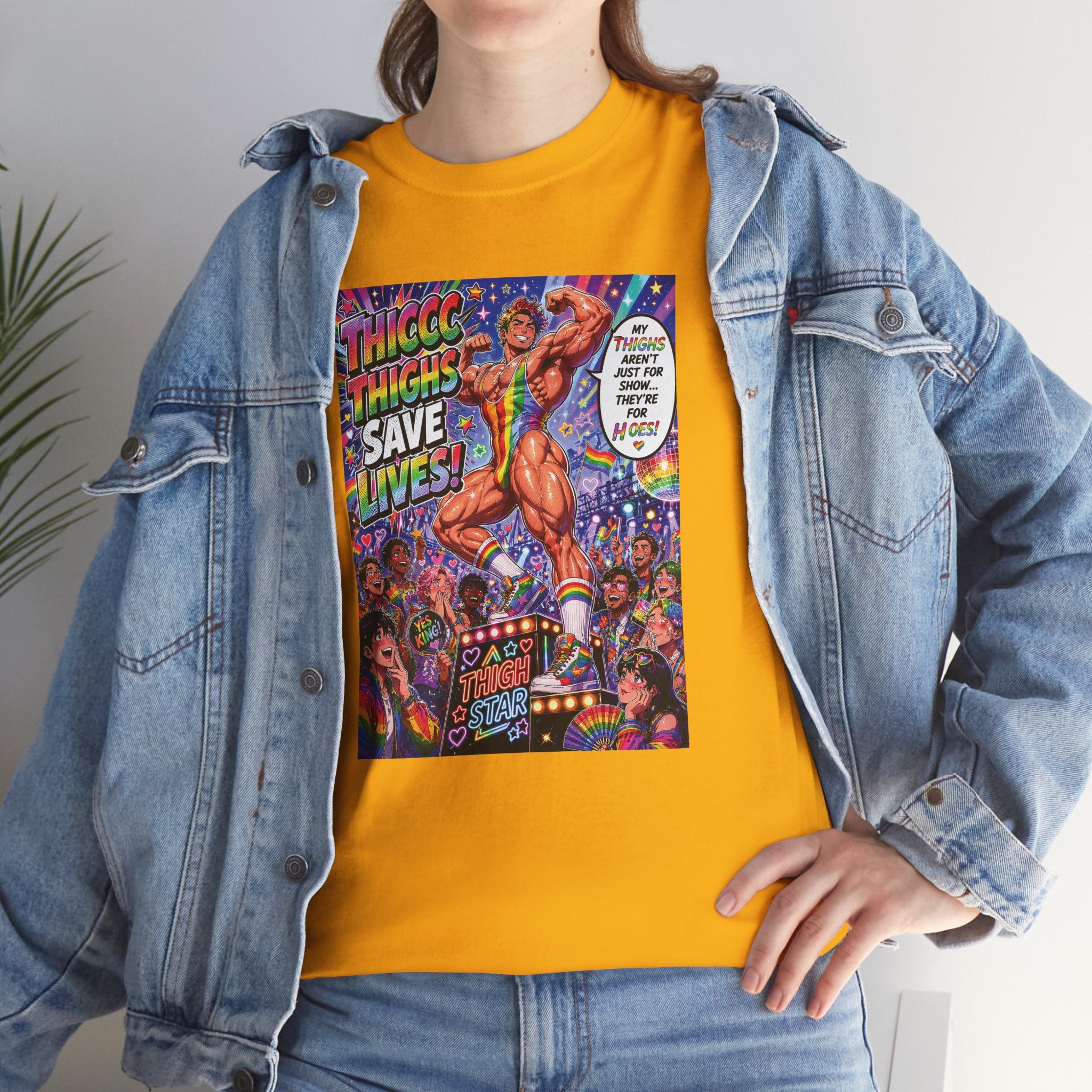 Gay Gogo Dancer Tee — "Thick Thighs Save Lives" Pride Shirt
