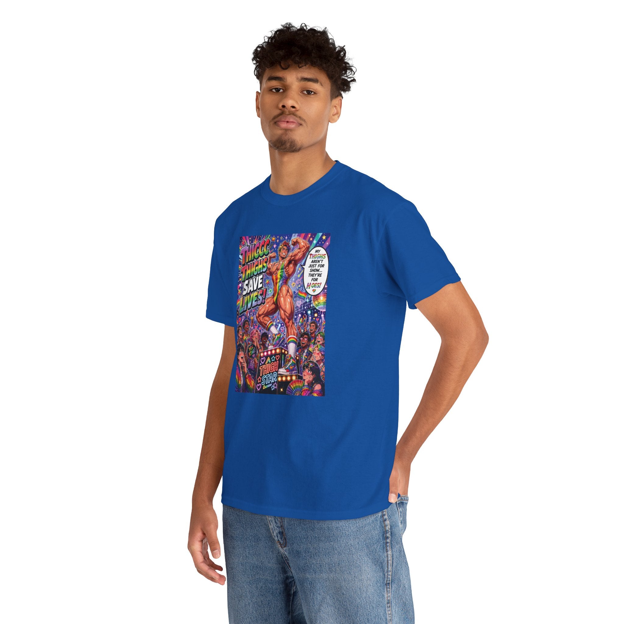 Gay Gogo Dancer Tee — "Thick Thighs Save Lives" Pride Shirt