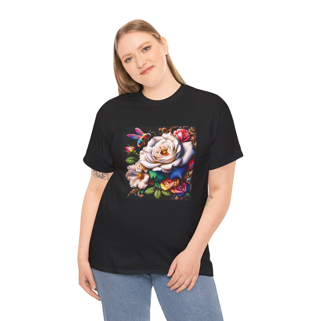 Rainbow Bee Floral T-Shirt — Colorful Flowers Tee