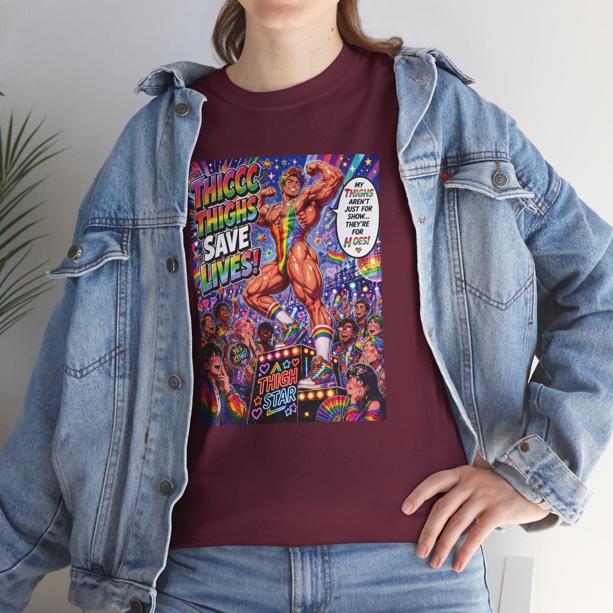 Gay Gogo Dancer Tee — "Thick Thighs Save Lives" Pride Shirt