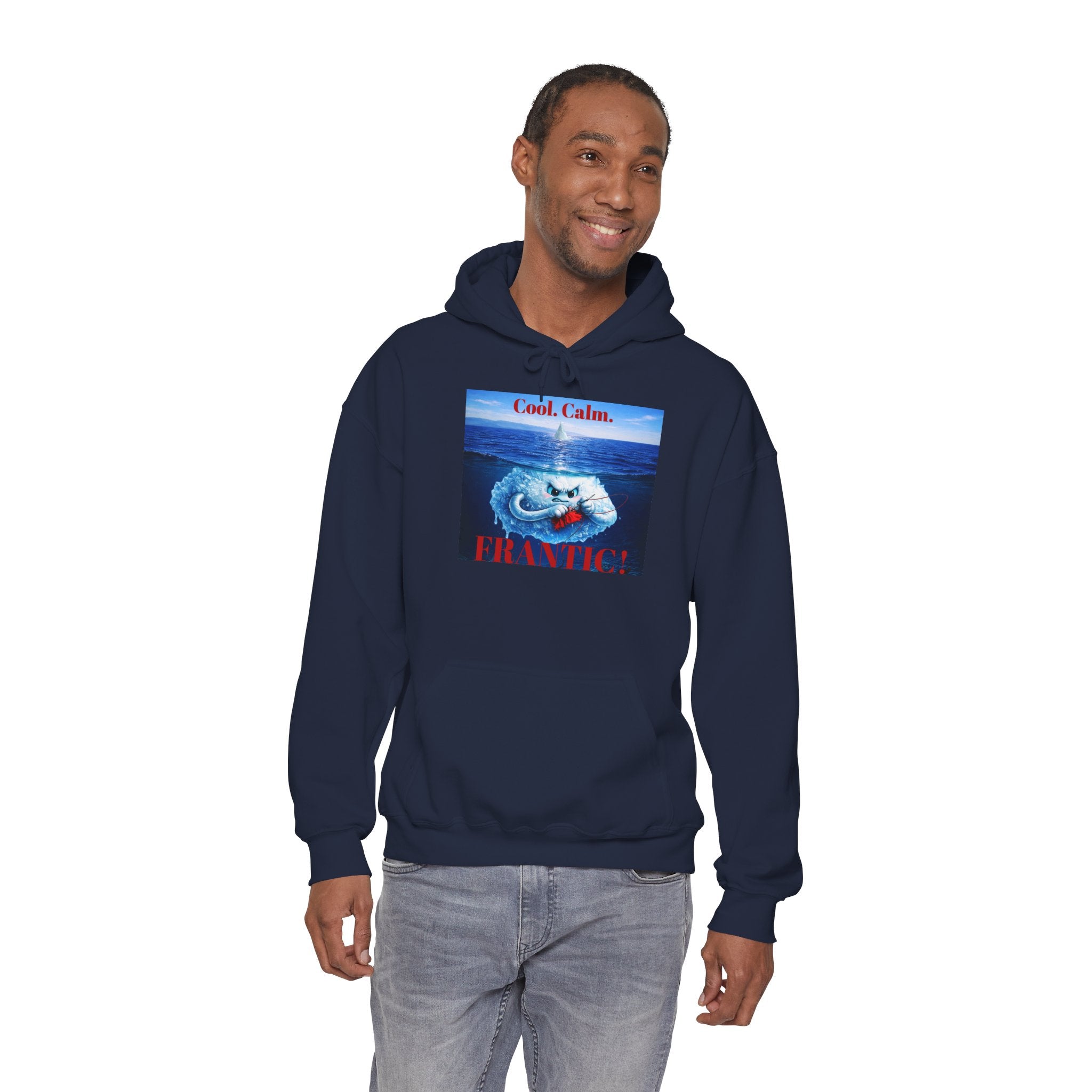 Iceberg Sewing Real Hard Hoodie — Cute Jaws‑Style Ocean Graphic