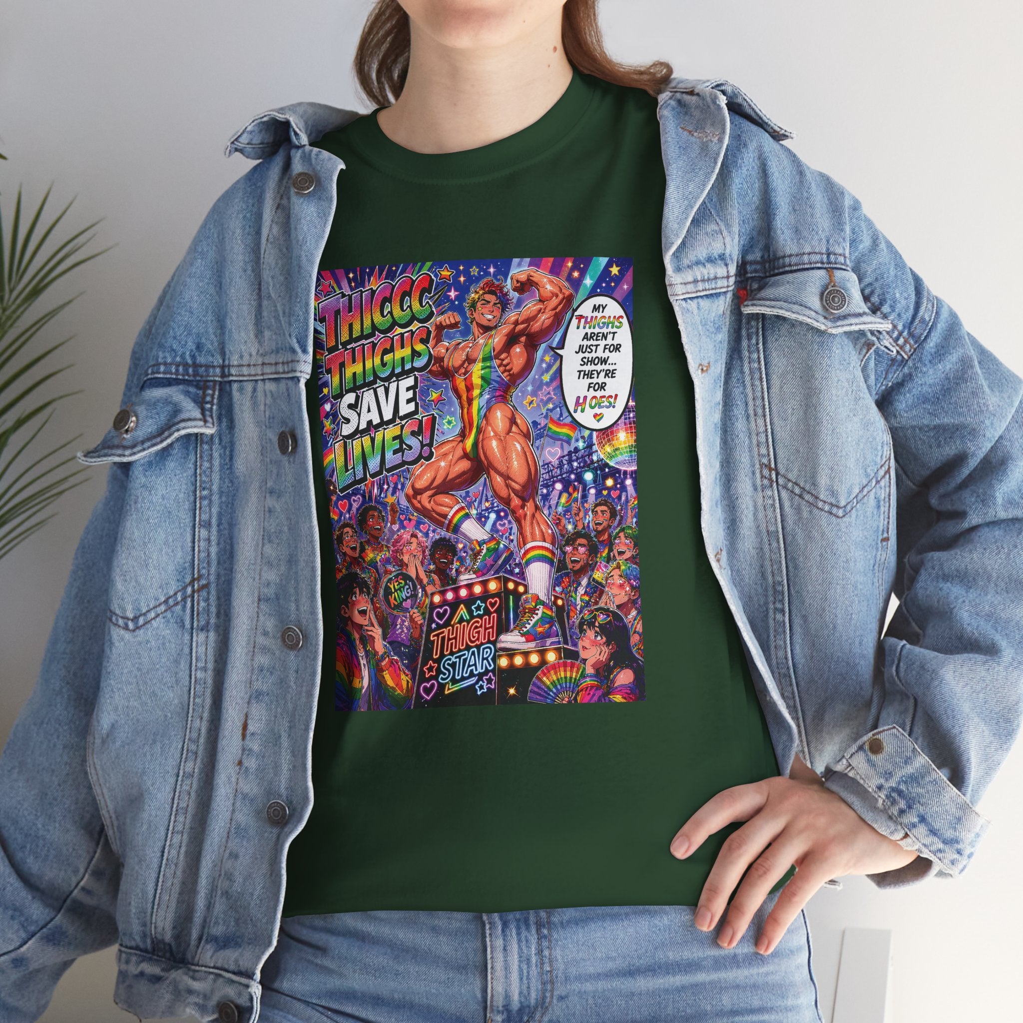 Gay Gogo Dancer Tee — "Thick Thighs Save Lives" Pride Shirt