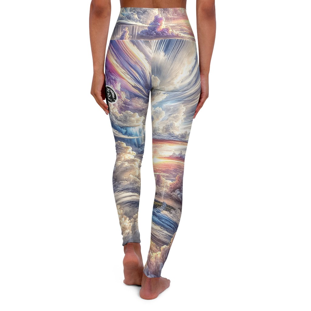 Fractal Pastel Rainbow Clouds High Waisted Yoga Leggings