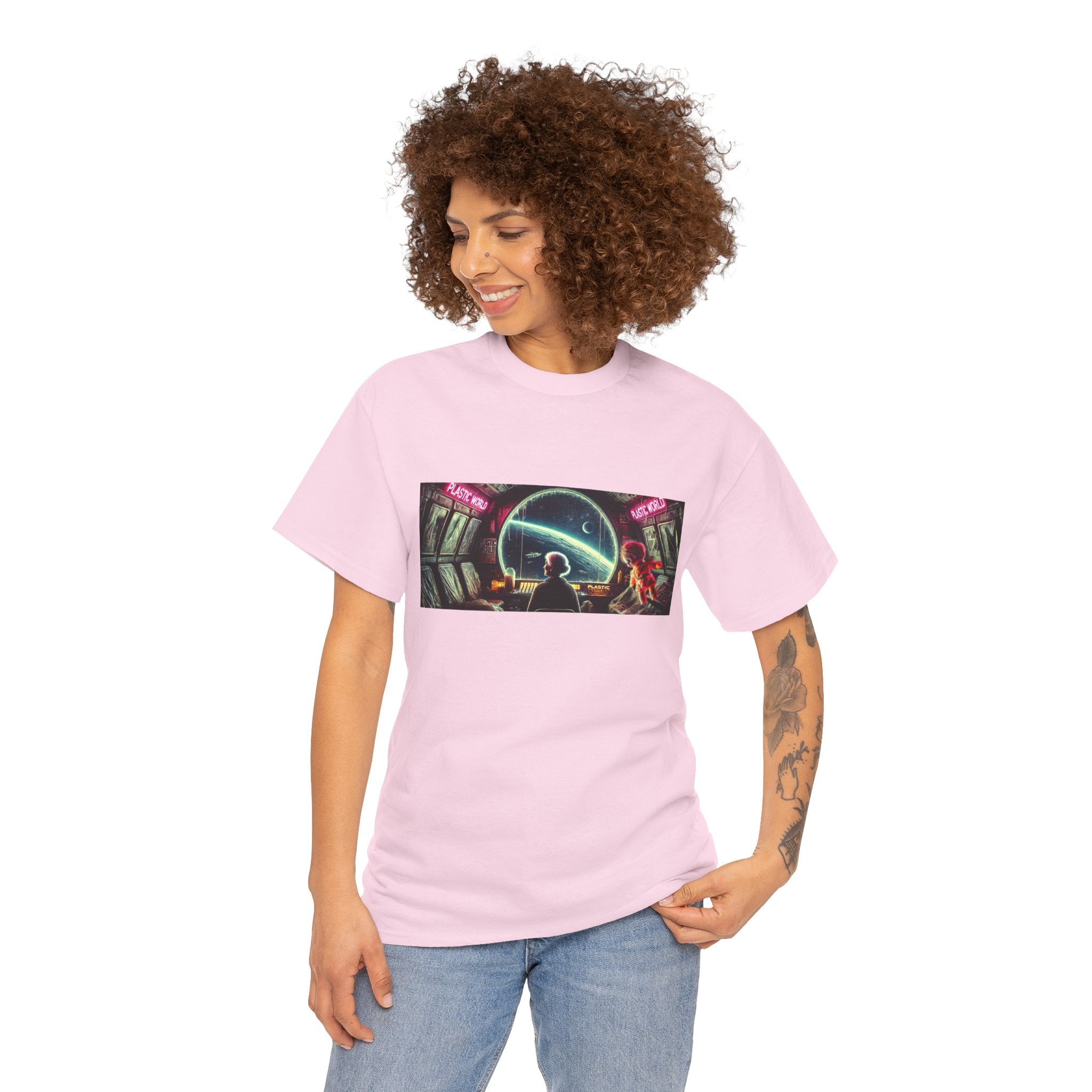 Plastic World Tee — Dystopian Space Survival Graphic T-Shirt