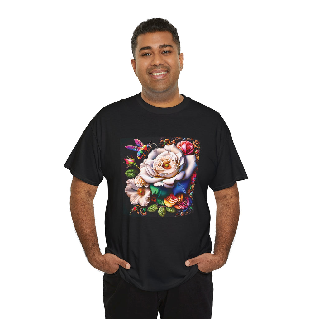 Rainbow Bee Floral T-Shirt — Colorful Flowers Tee