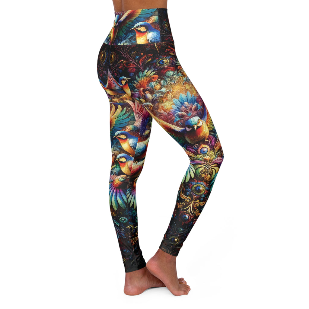 Rainbow Bird Fractal High Waisted Yoga Leggings