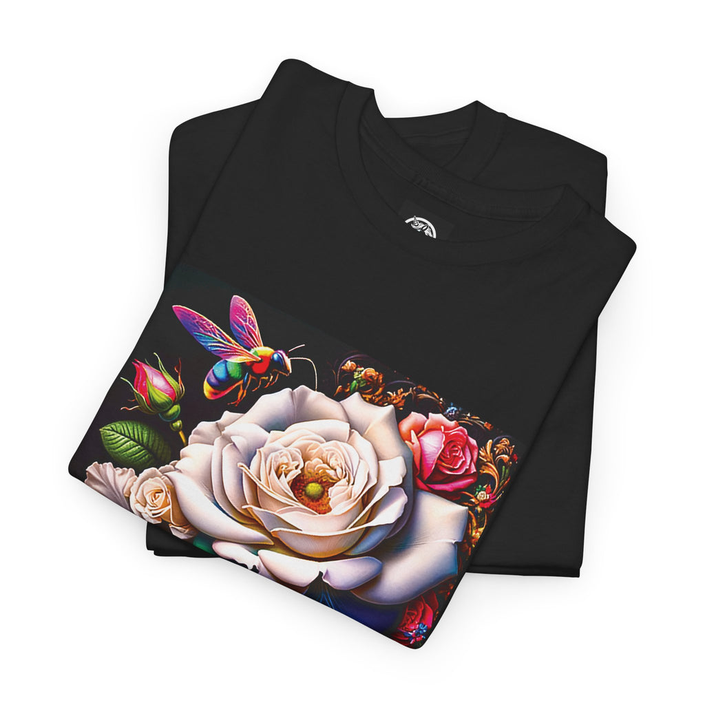 Rainbow Bee Floral T-Shirt — Colorful Flowers Tee
