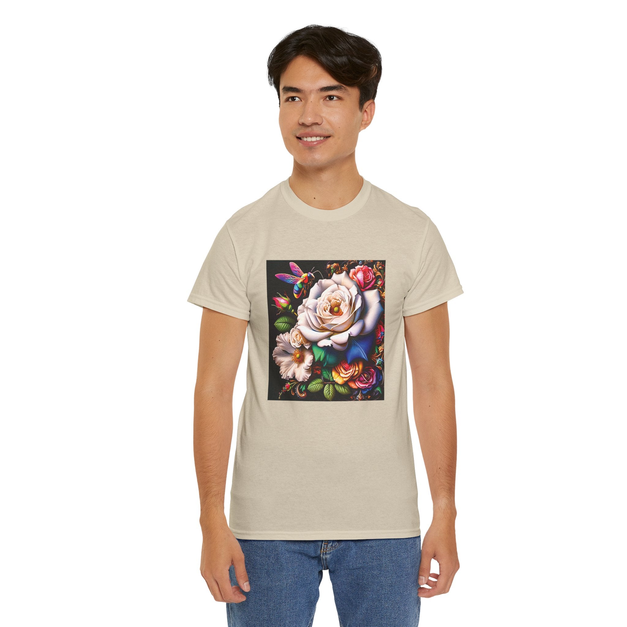 Rainbow Bee Floral T-Shirt — Colorful Flowers Tee
