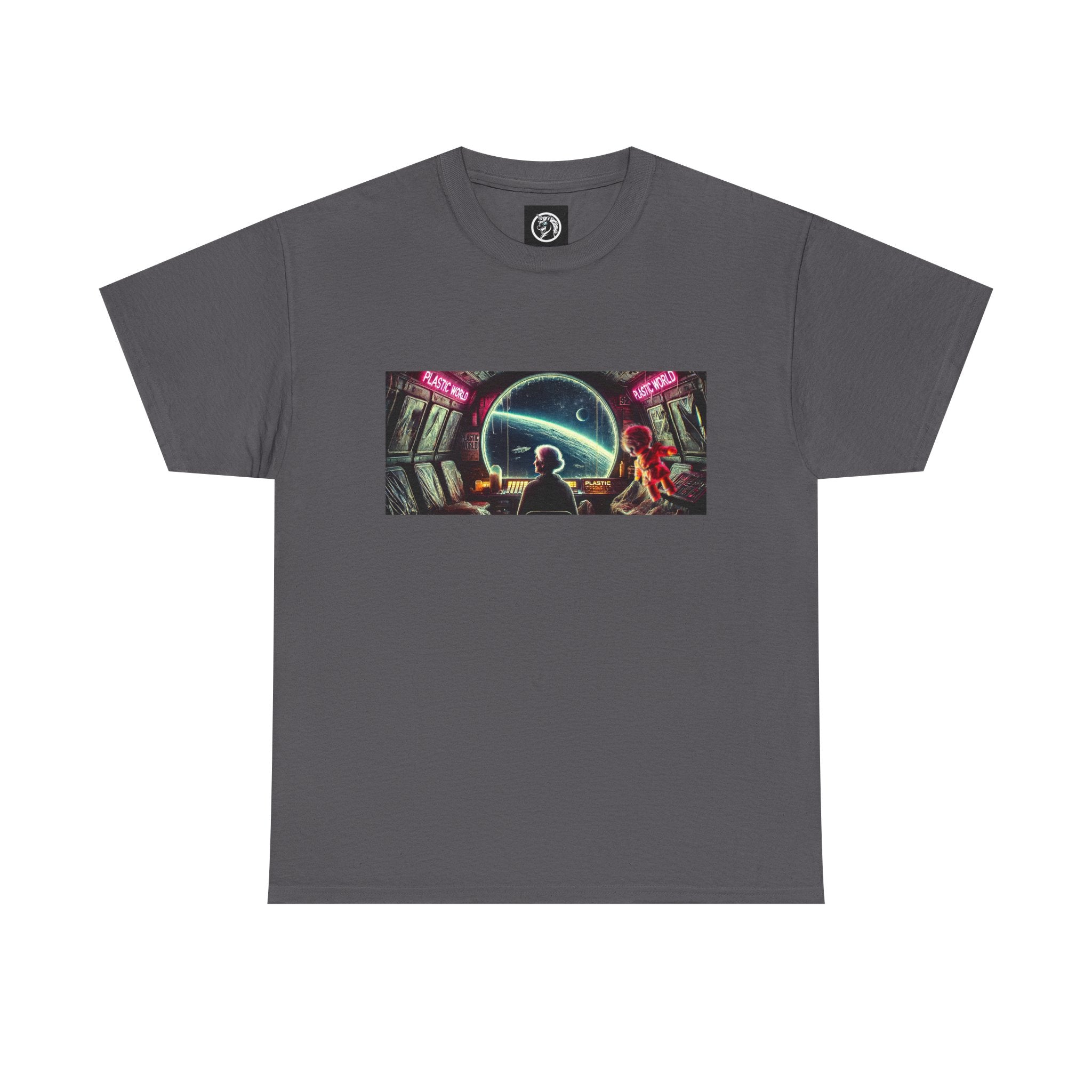 Plastic World Tee — Dystopian Space Survival Graphic T-Shirt