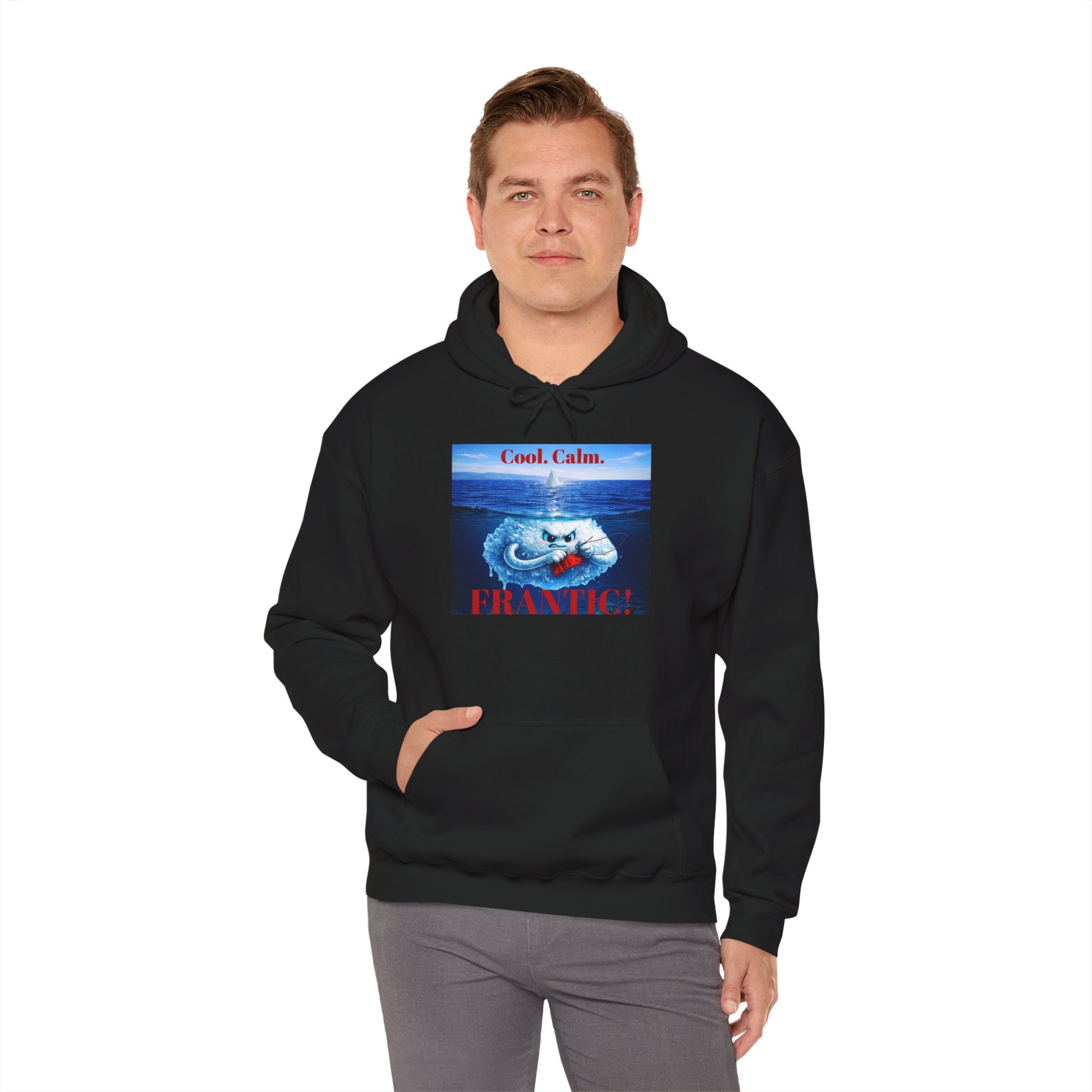 Iceberg Sewing Real Hard Hoodie — Cute Jaws‑Style Ocean Graphic