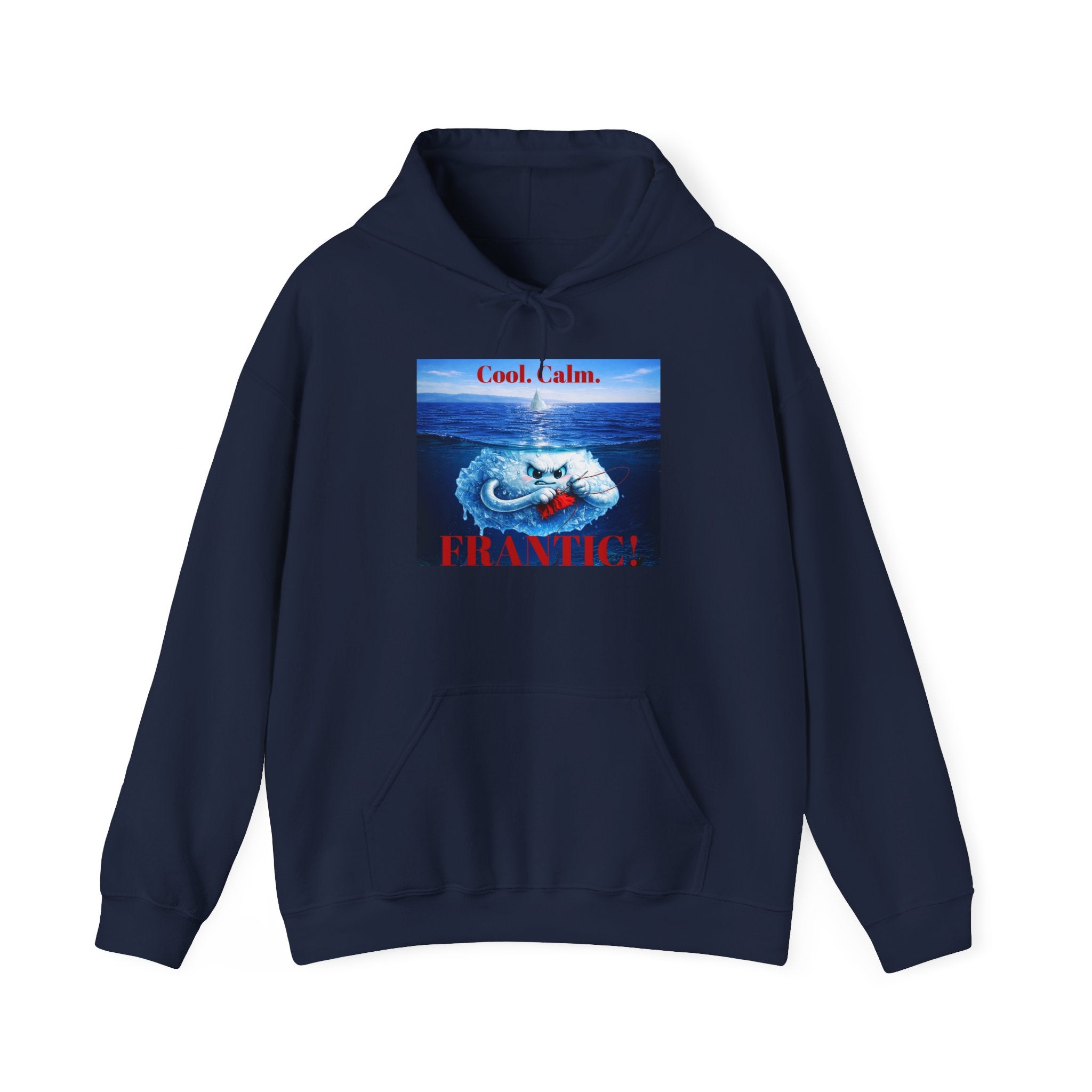 Iceberg Sewing Real Hard Hoodie — Cute Jaws‑Style Ocean Graphic