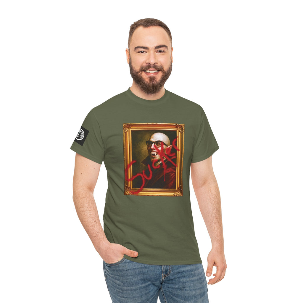 Vampire Renaissance Portrait T‑Shirt — "Blood Thirsty Sucker"