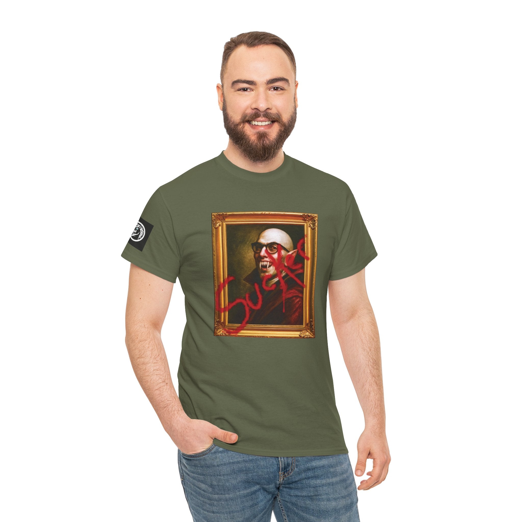 Vampire Renaissance Portrait T‑Shirt — "Blood Thirsty Sucker"