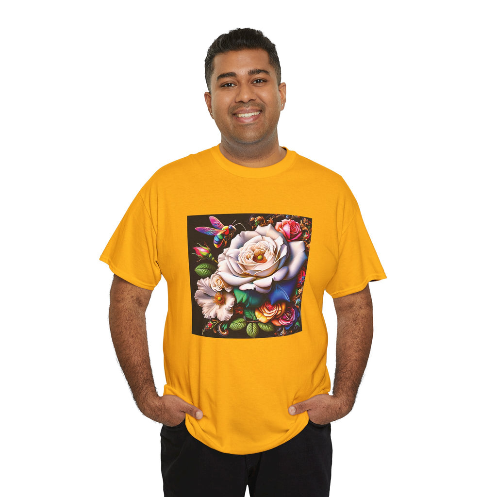 Rainbow Bee Floral T-Shirt — Colorful Flowers Tee