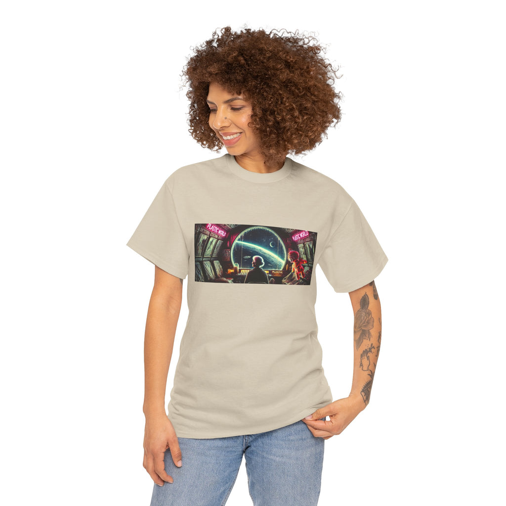 Plastic World Tee — Dystopian Space Survival Graphic T-Shirt