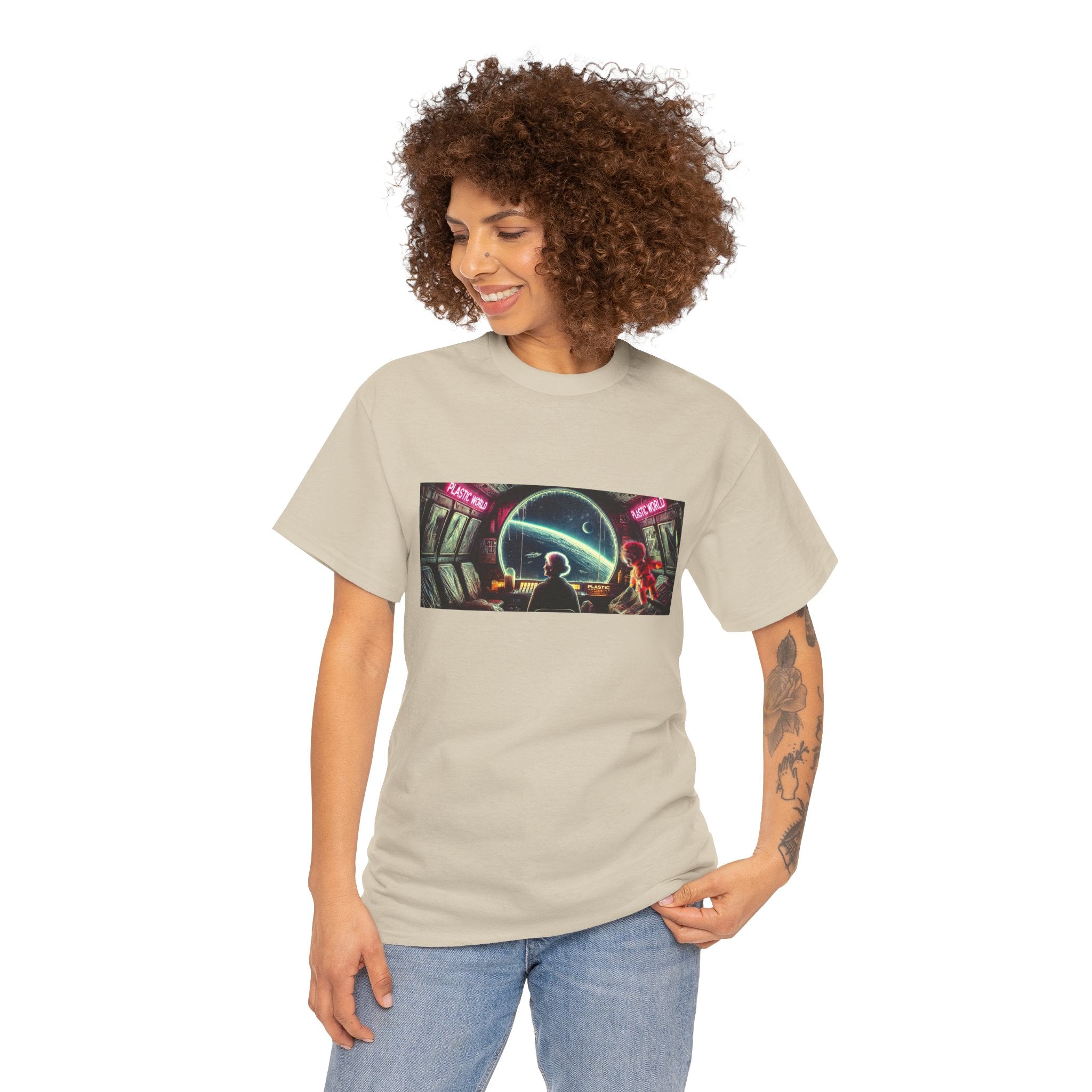 Plastic World Tee — Dystopian Space Survival Graphic T-Shirt