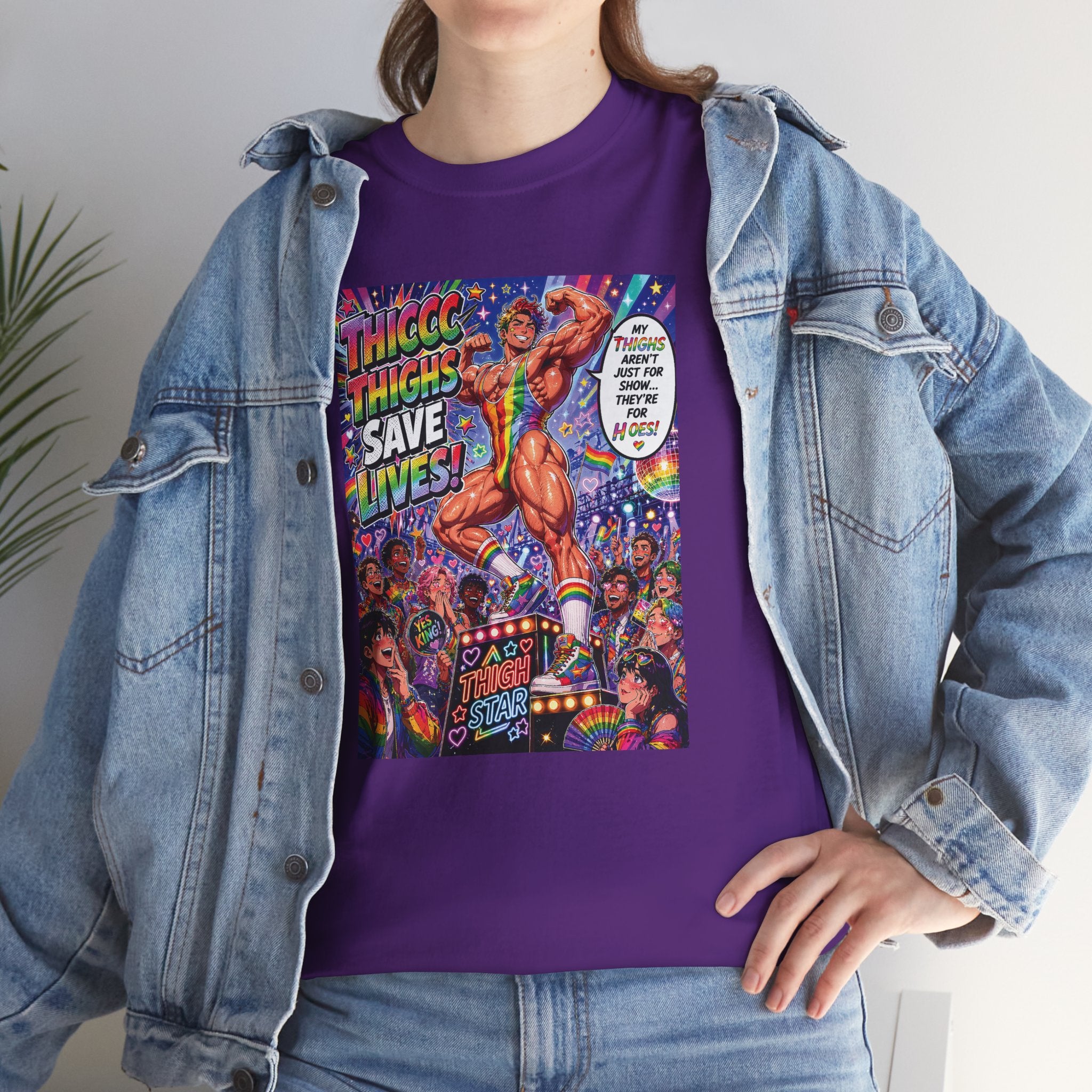 Gay Gogo Dancer Tee — "Thick Thighs Save Lives" Pride Shirt