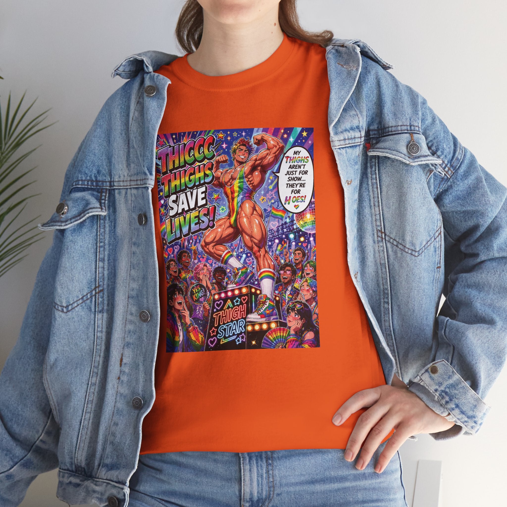 Gay Gogo Dancer Tee — "Thick Thighs Save Lives" Pride Shirt
