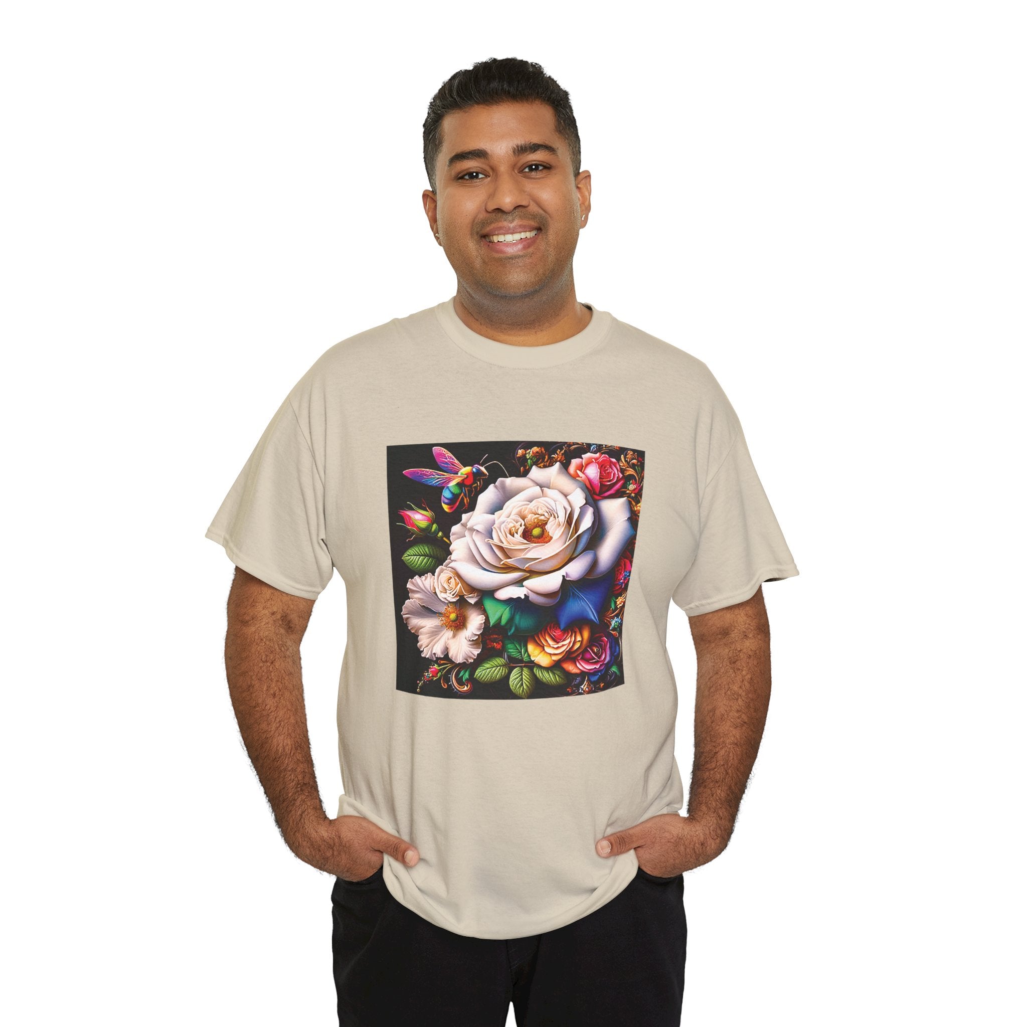 Rainbow Bee Floral T-Shirt — Colorful Flowers Tee
