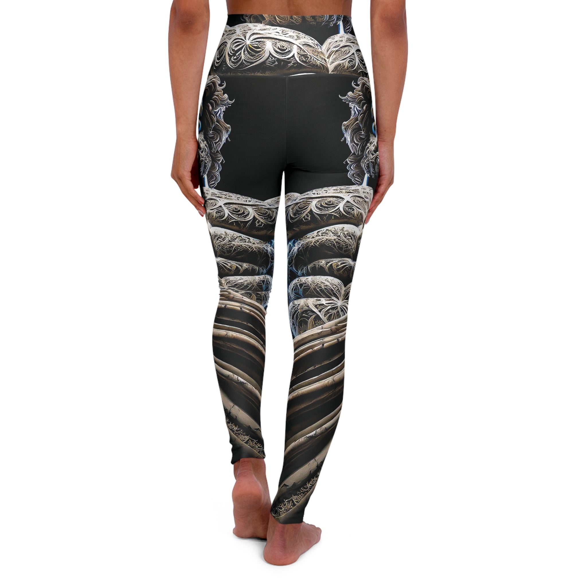 Sex God Statue Fractal Art High Waisted Yoga Leggings