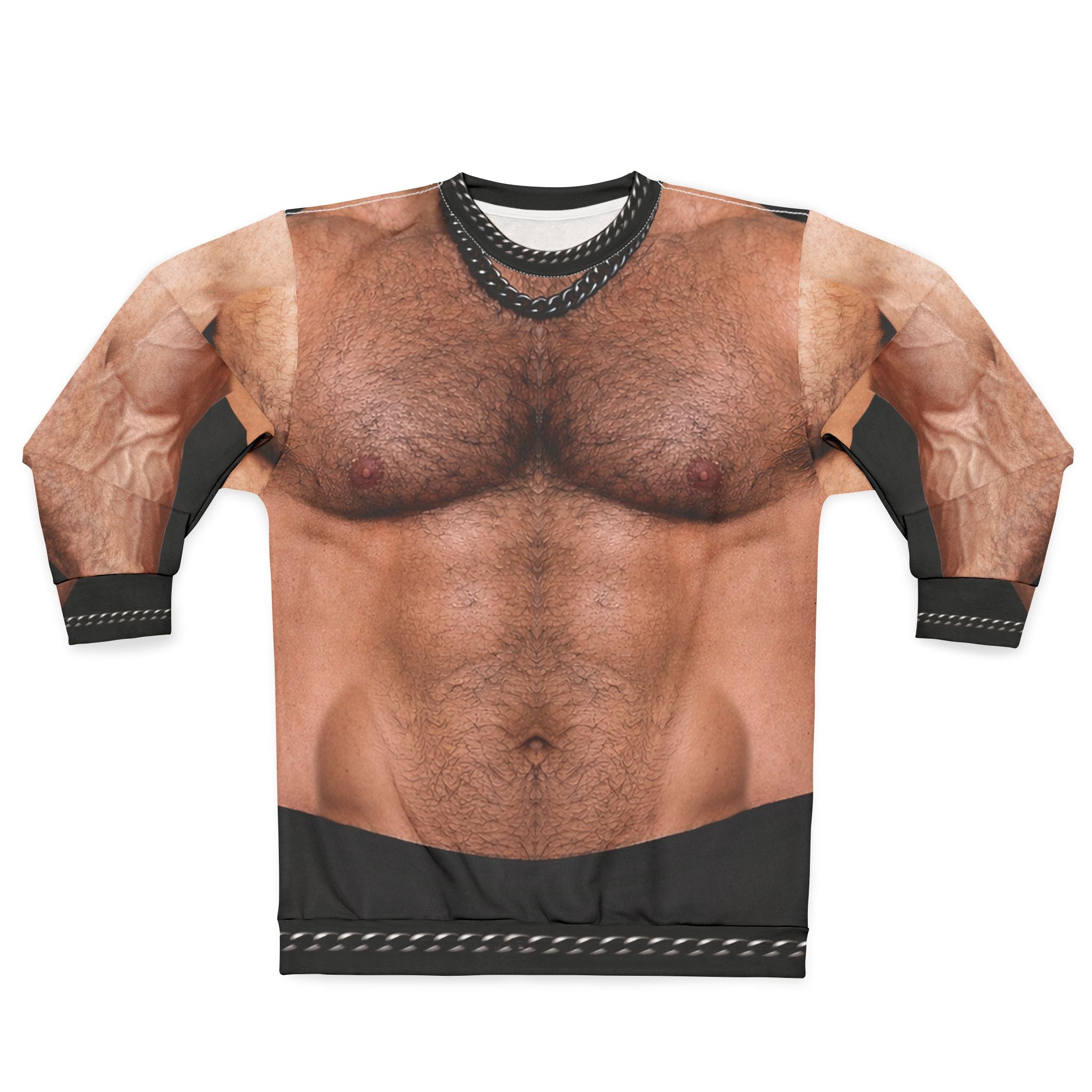 Hairy Muscles, Muscle Torso Sweatshirt – Funny, All-Over Print