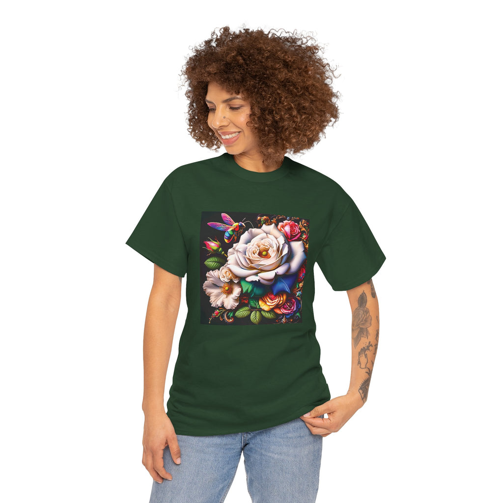 Rainbow Bee Floral T-Shirt — Colorful Flowers Tee