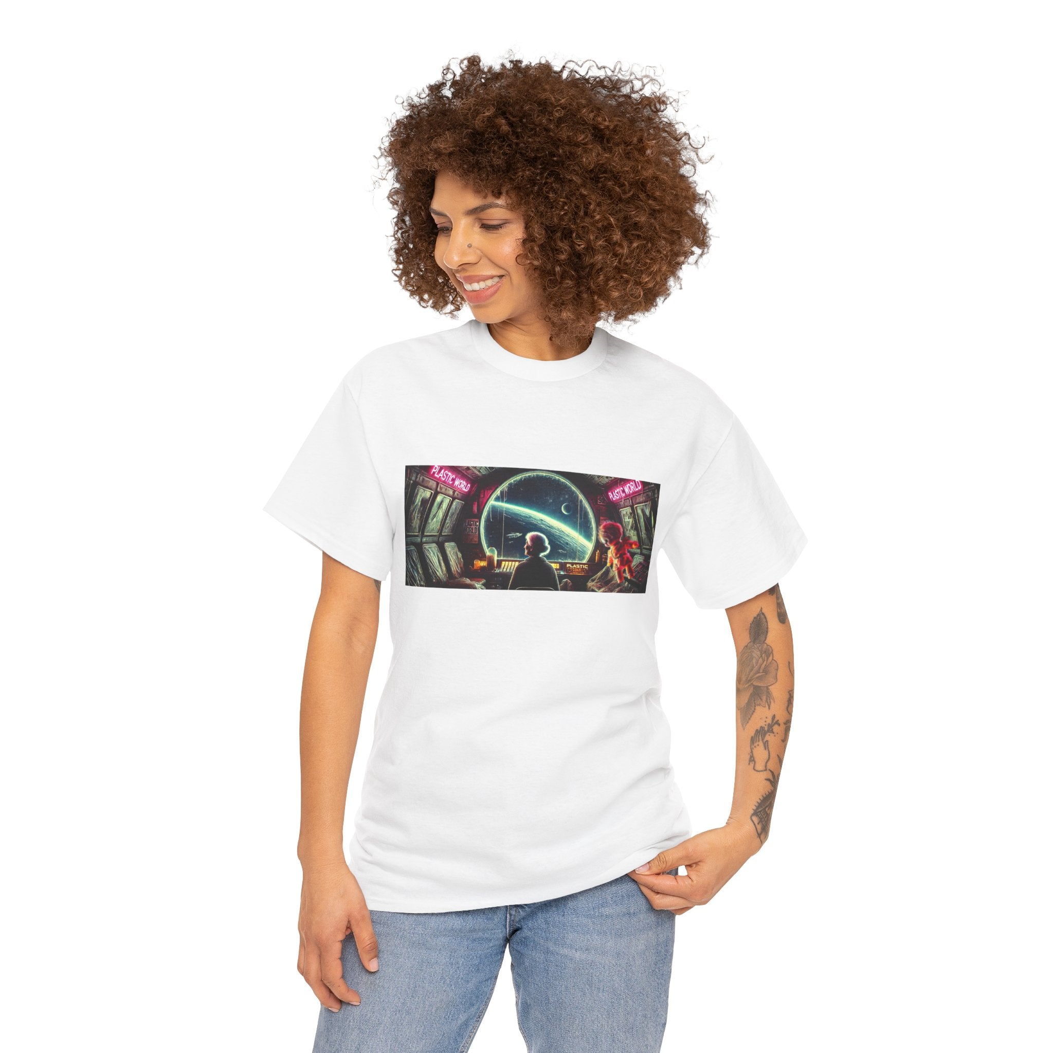 Plastic World Tee — Dystopian Space Survival Graphic T-Shirt