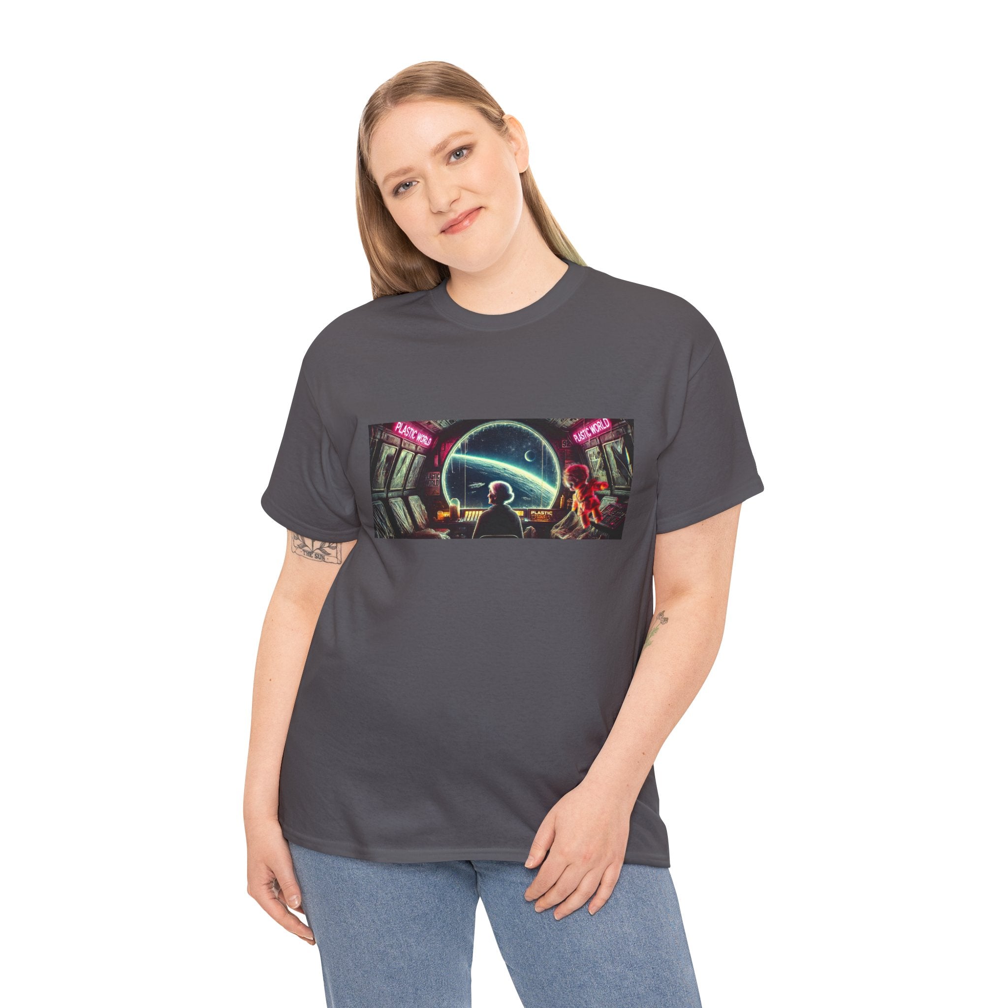 Plastic World Tee — Dystopian Space Survival Graphic T-Shirt