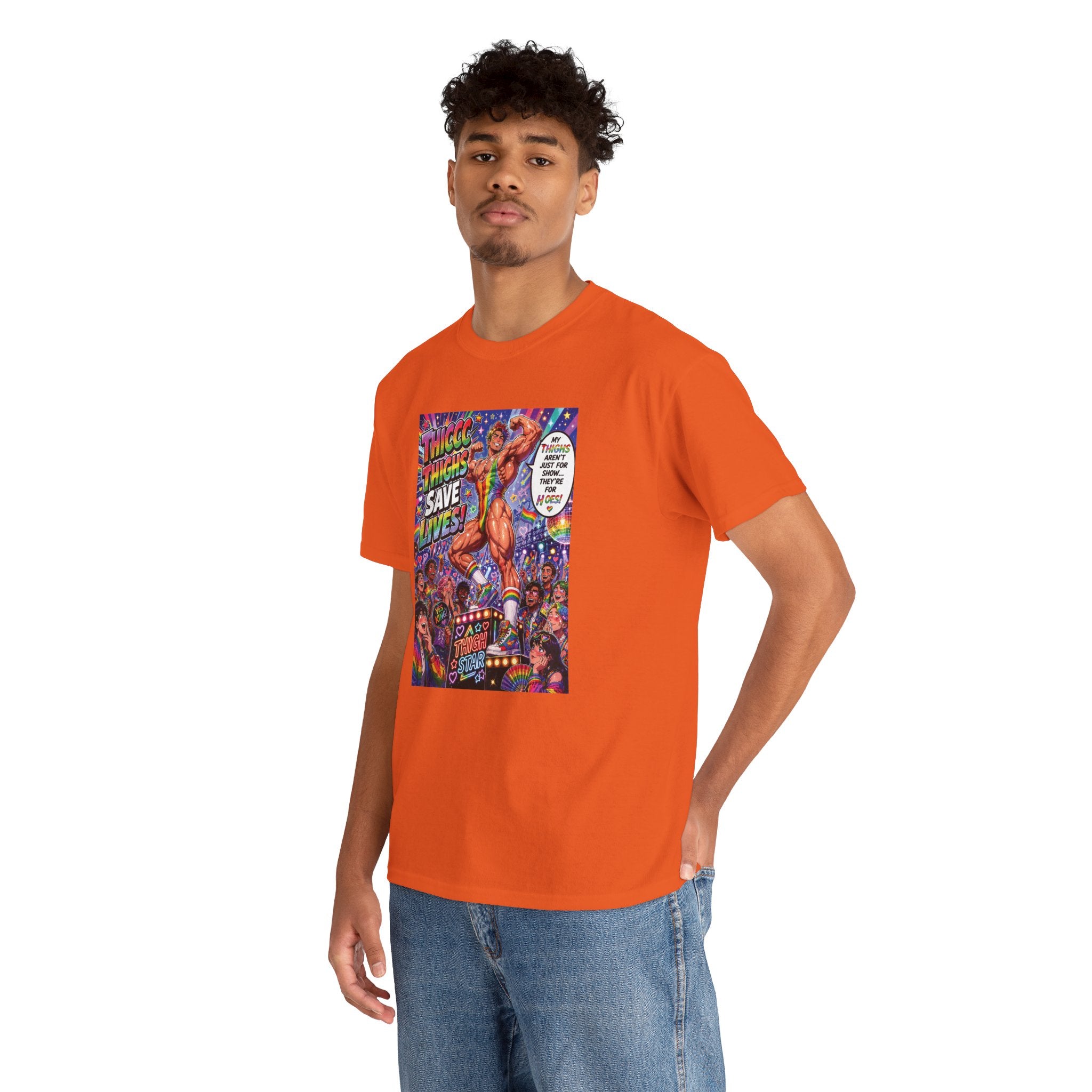 Gay Gogo Dancer Tee — "Thick Thighs Save Lives" Pride Shirt
