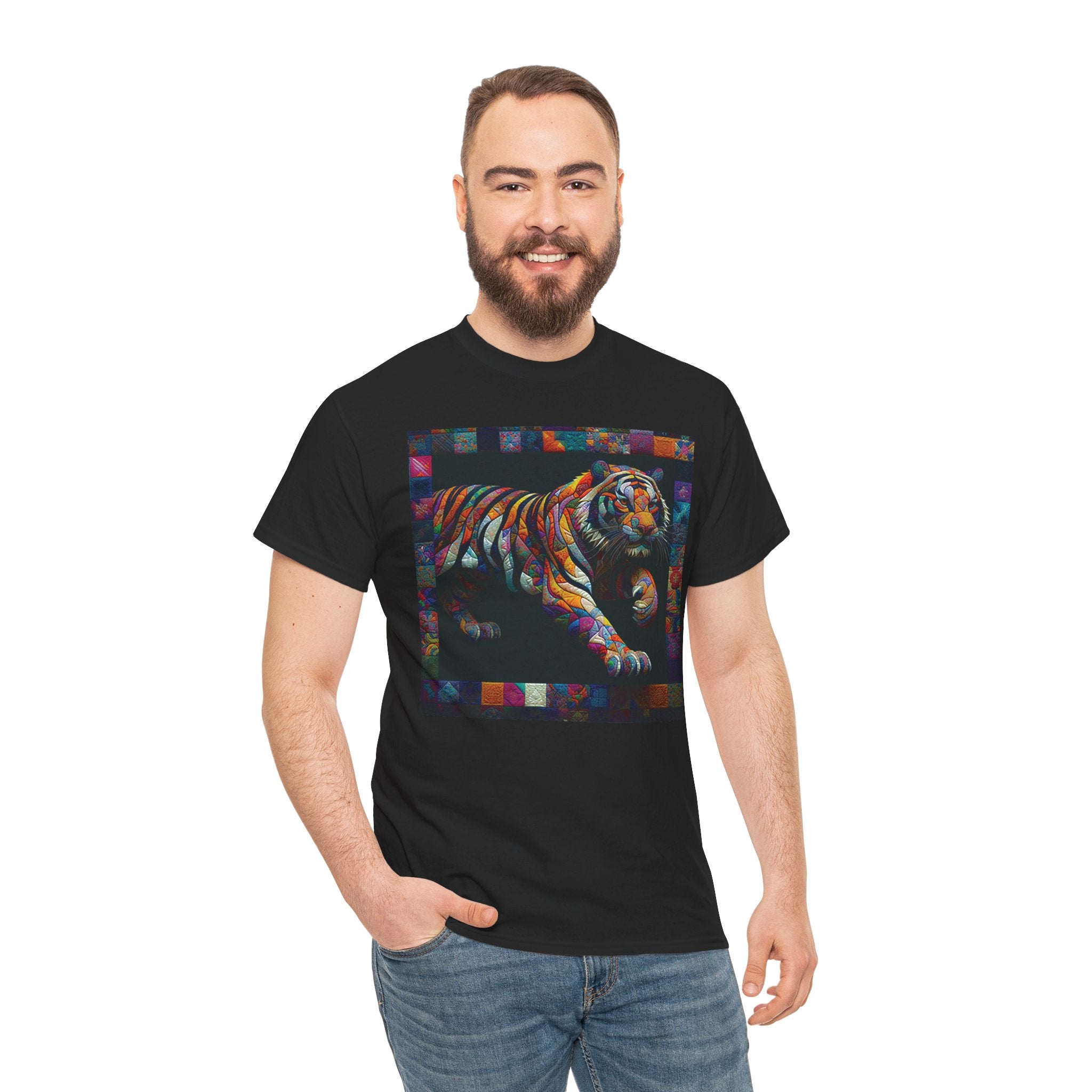 Tiger Jumping Quilt Tee — Seńor Antonio Graphic T-Shirt