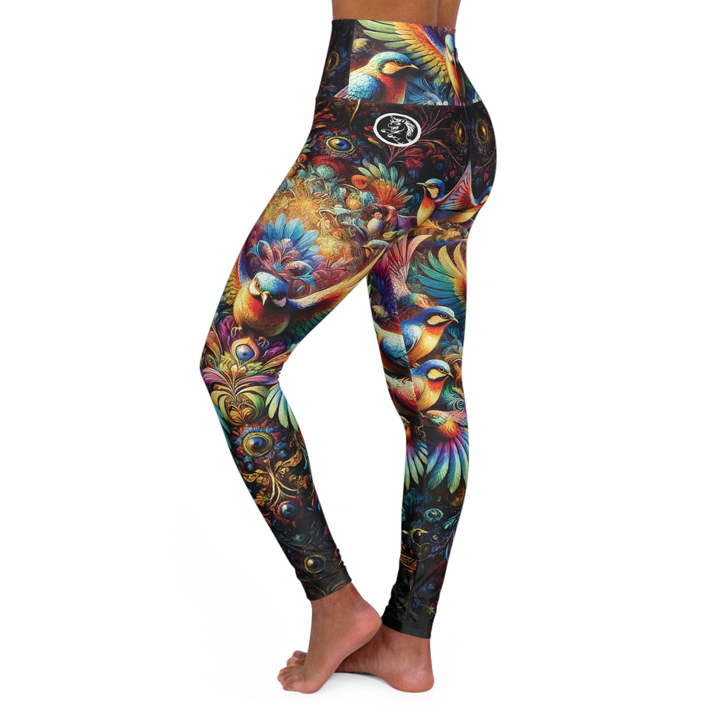 Rainbow Bird Fractal High Waisted Yoga Leggings