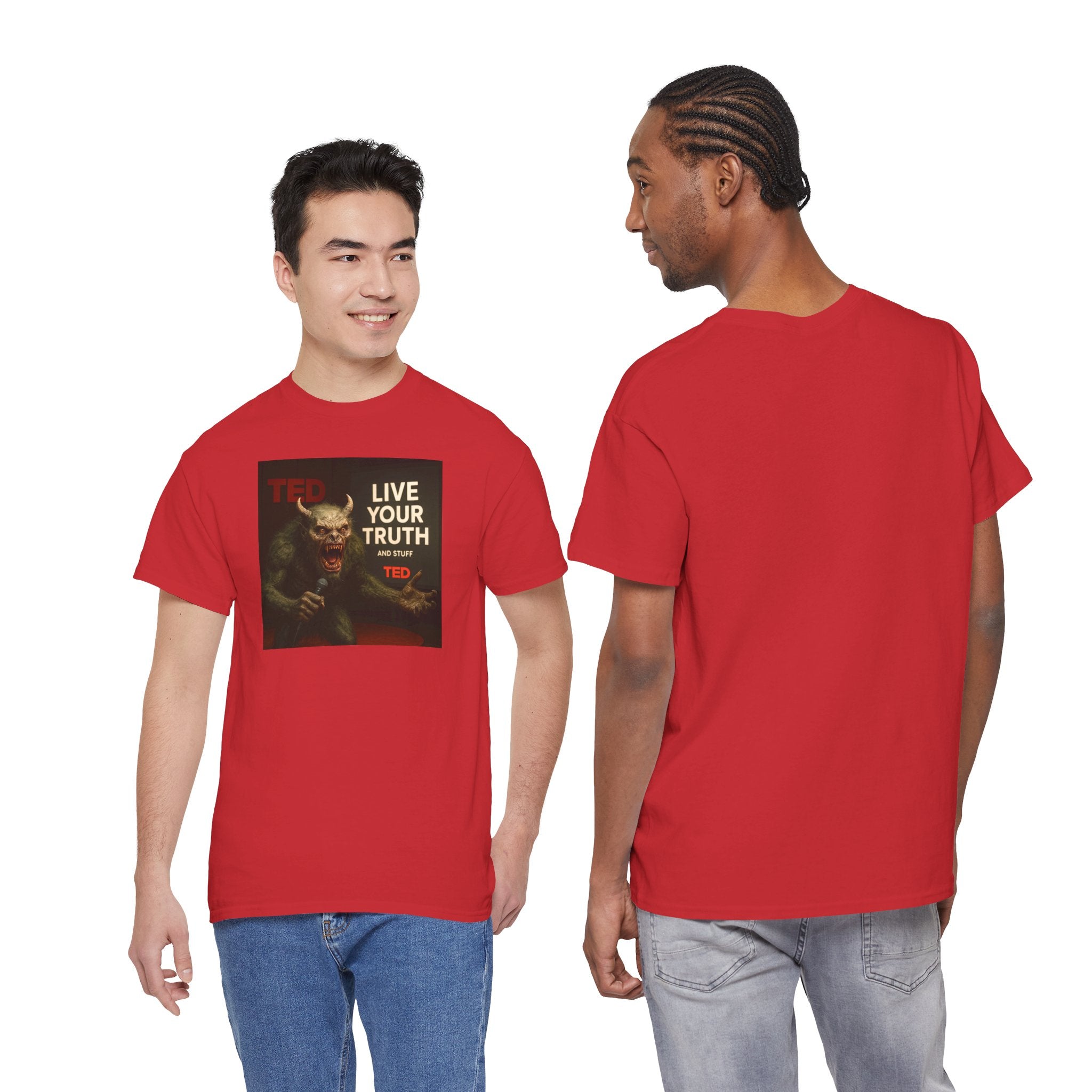 Live Your Truth Tee — 'Monster Giving a Self-Acceptance TED Talk' Graphic T-Shirt