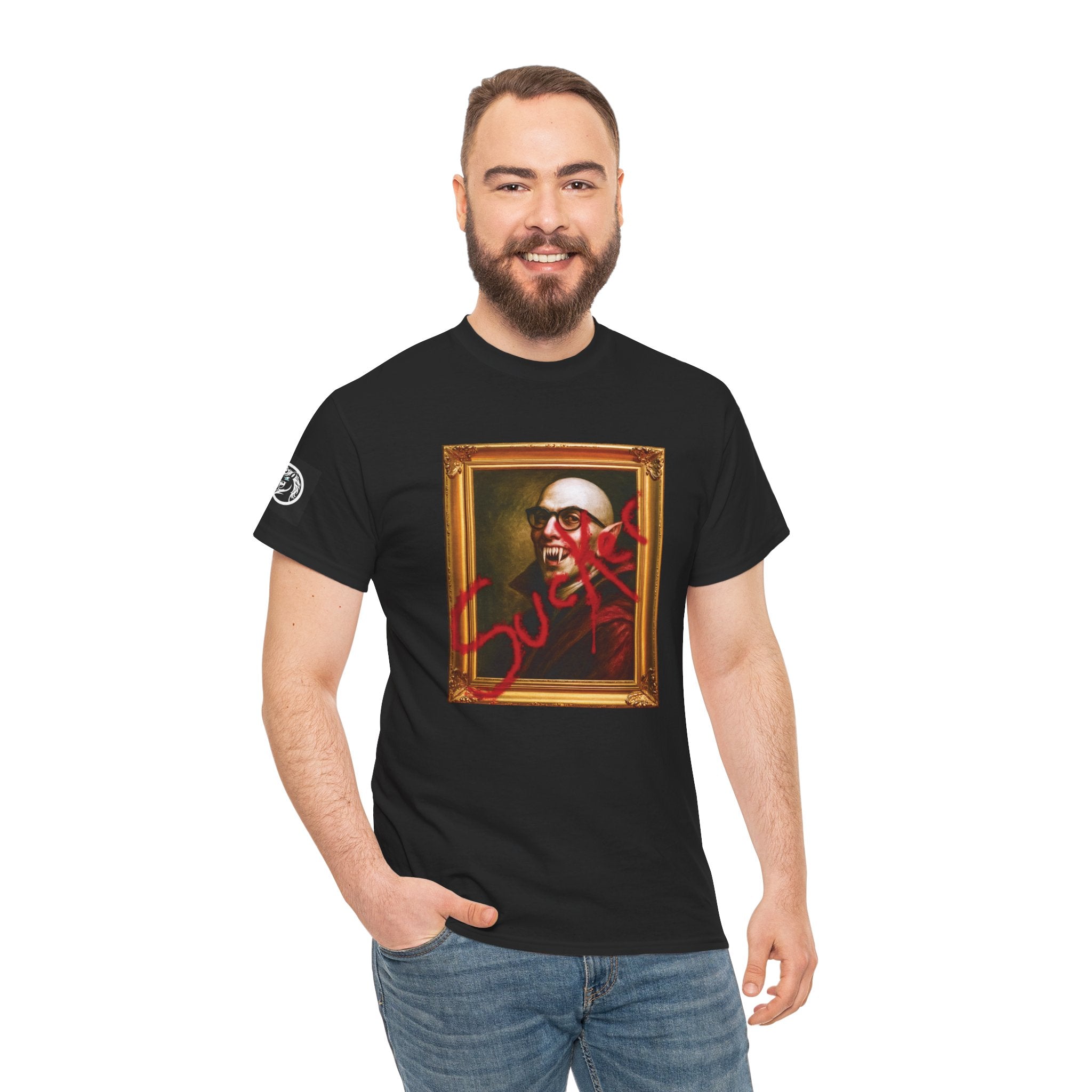 Vampire Renaissance Portrait T‑Shirt — "Blood Thirsty Sucker"