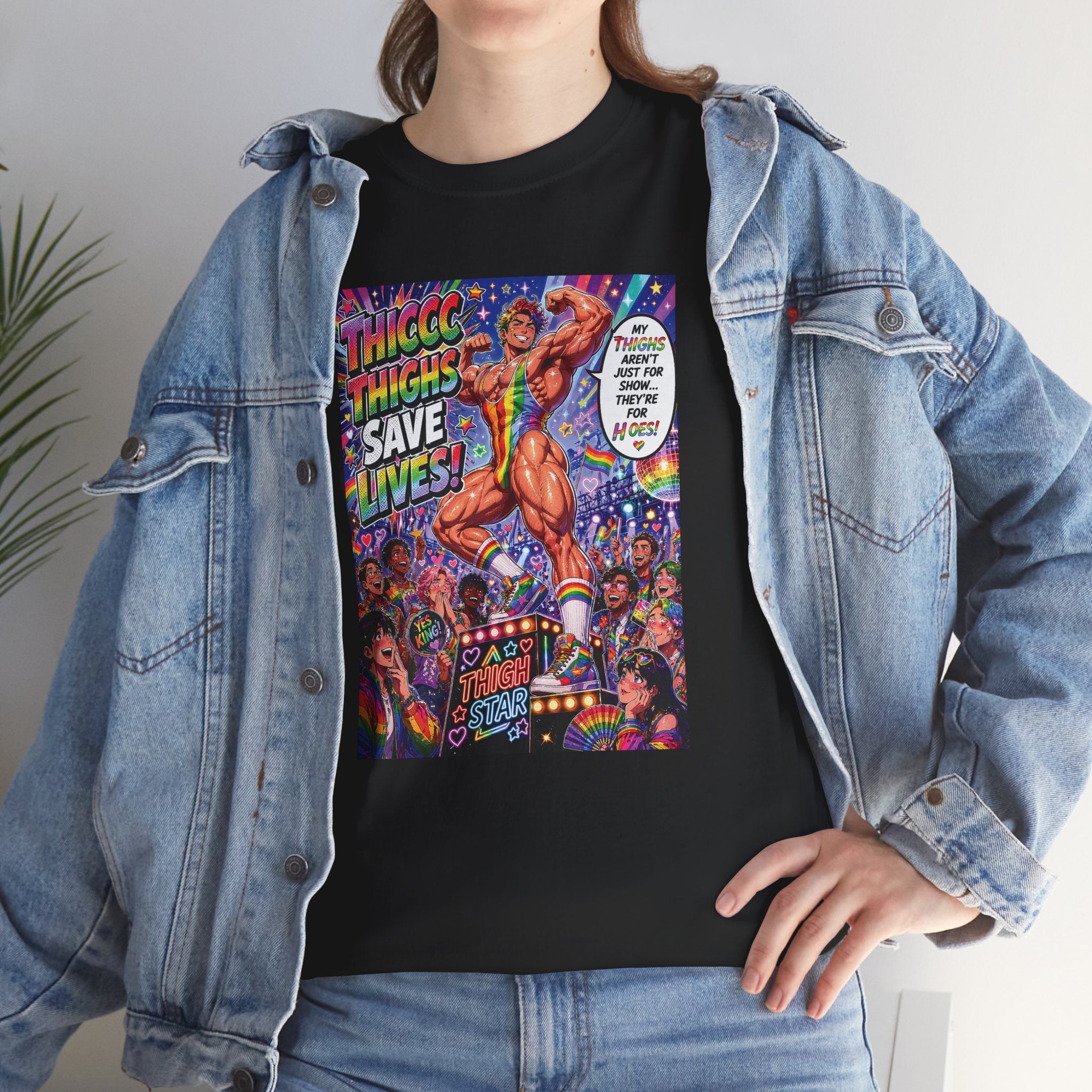 Gay Gogo Dancer Tee — "Thick Thighs Save Lives" Pride Shirt