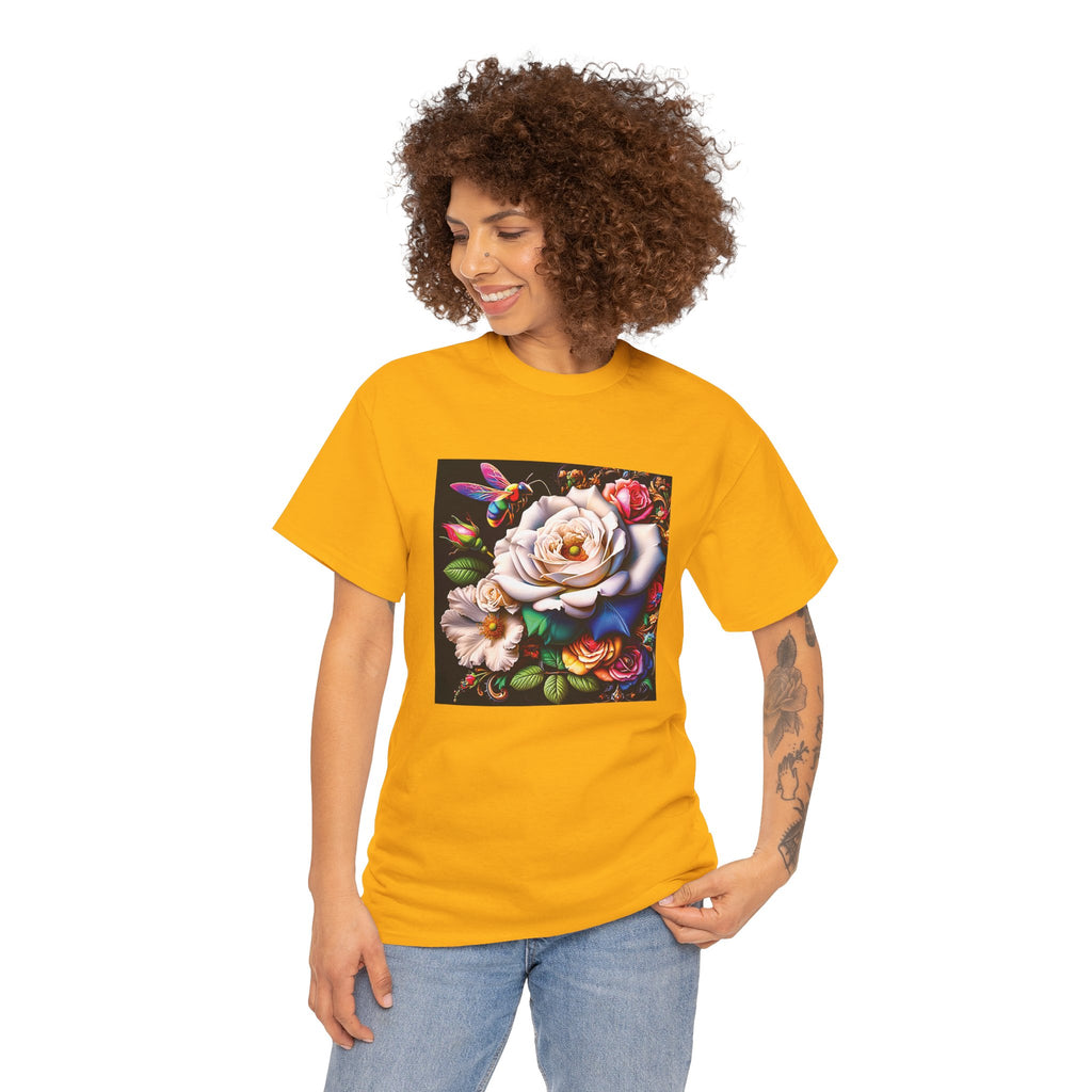 Rainbow Bee Floral T-Shirt — Colorful Flowers Tee
