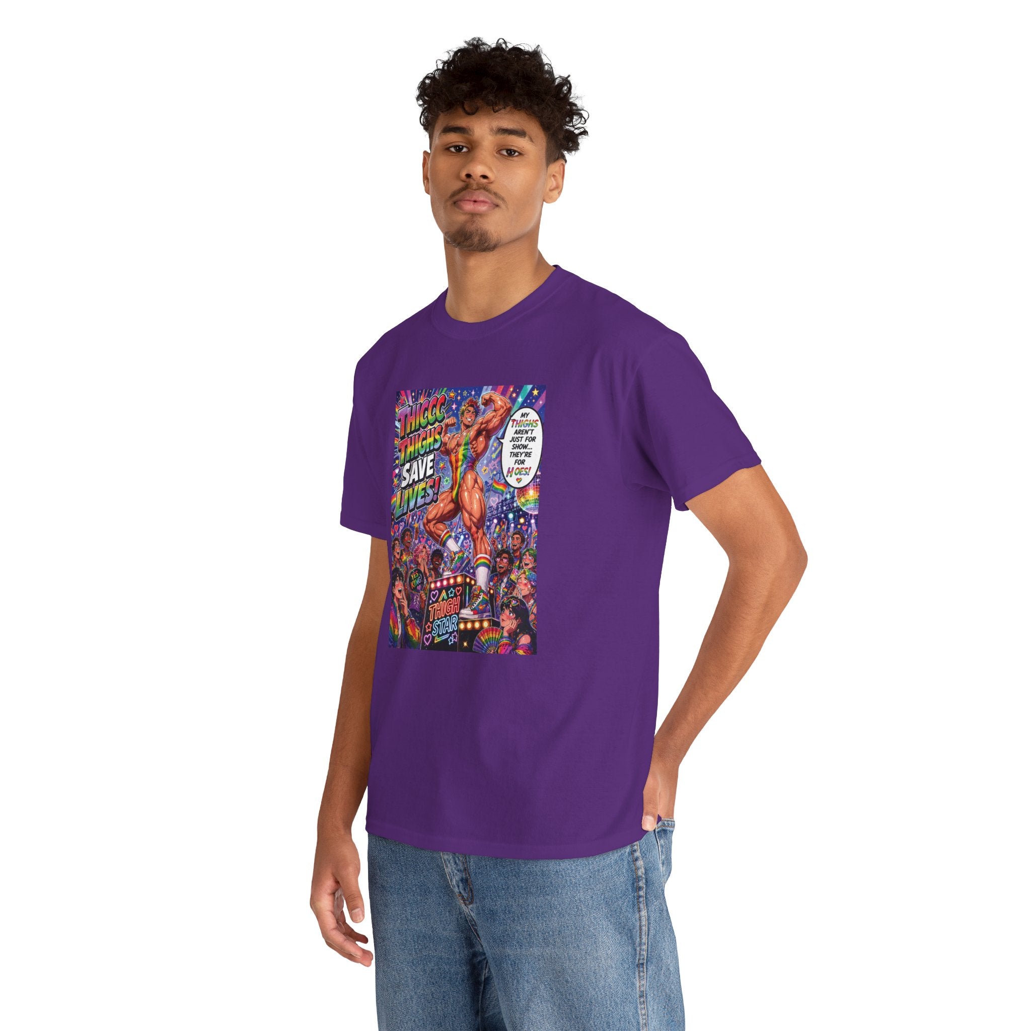 Gay Gogo Dancer Tee — "Thick Thighs Save Lives" Pride Shirt