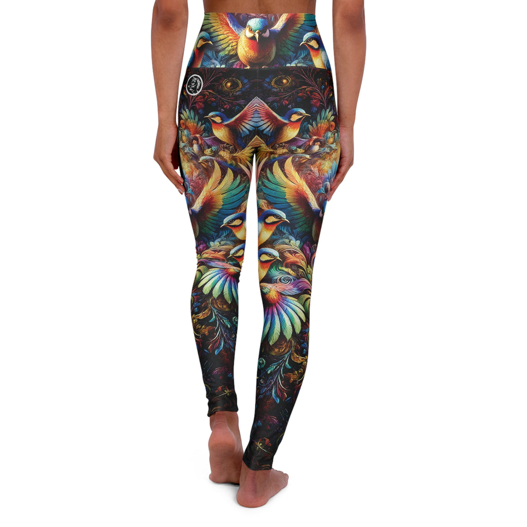 Rainbow Bird Fractal High Waisted Yoga Leggings